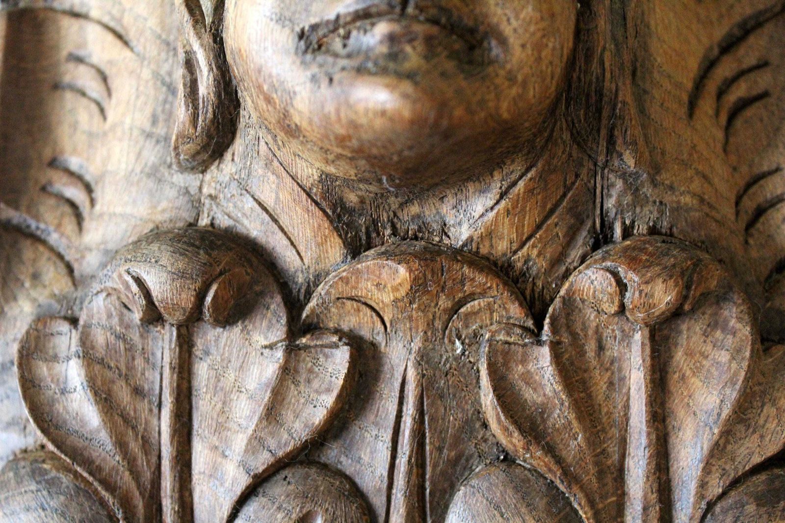 photo for sale Very Large Antique Ornate Wood Corbel Bracket, Scroll Design, Man Face, Flemish Style, Acanthus Architectural, Style Renaissance, Salvage