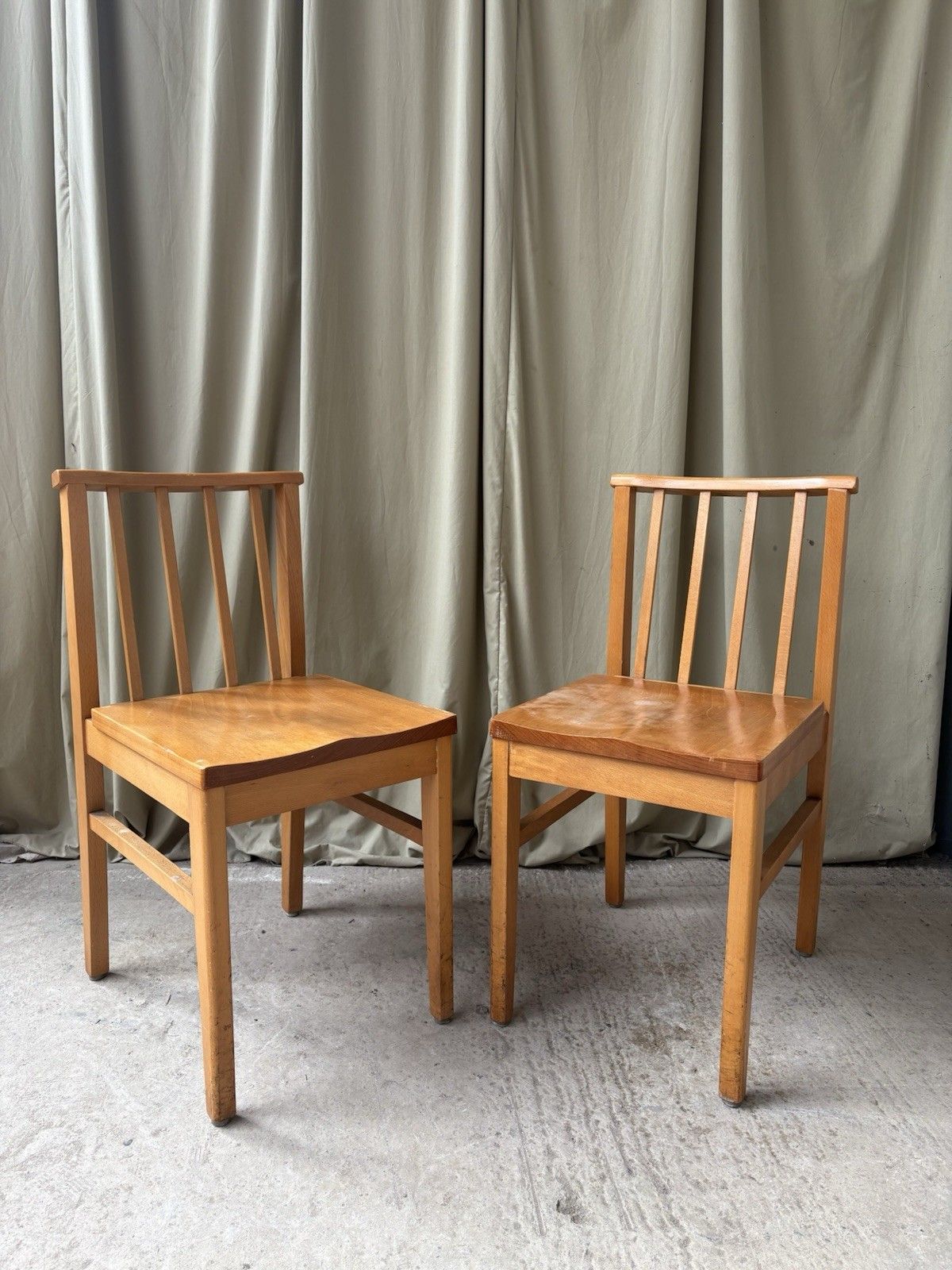 Vtg Mid Century 2 Pair Of Solid Beech Church Dining Chairs Scandi Danish R1181 photo for sale