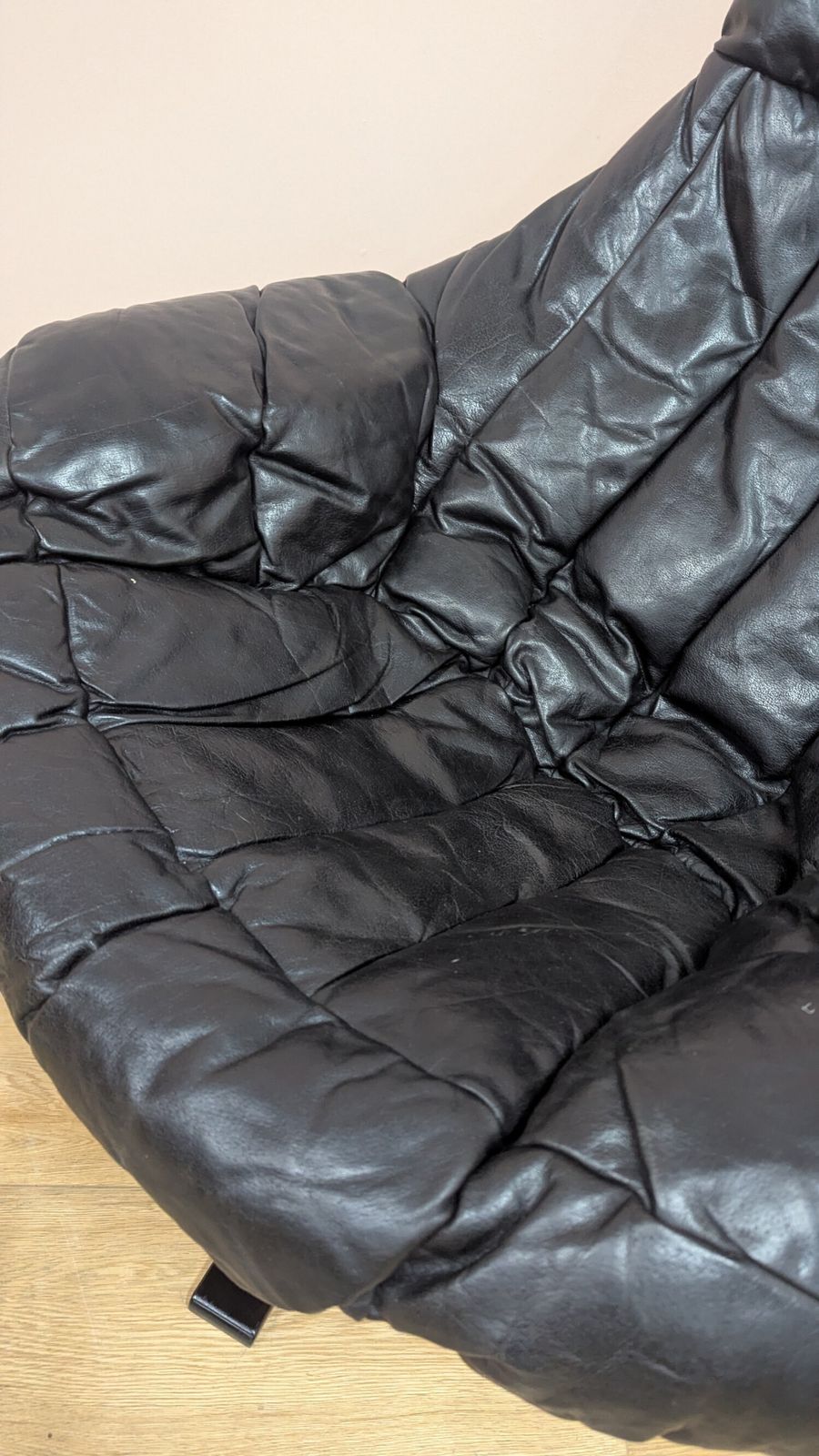 photo for sale Original Midcentury Danish Leather Swivel Chair By Bramin