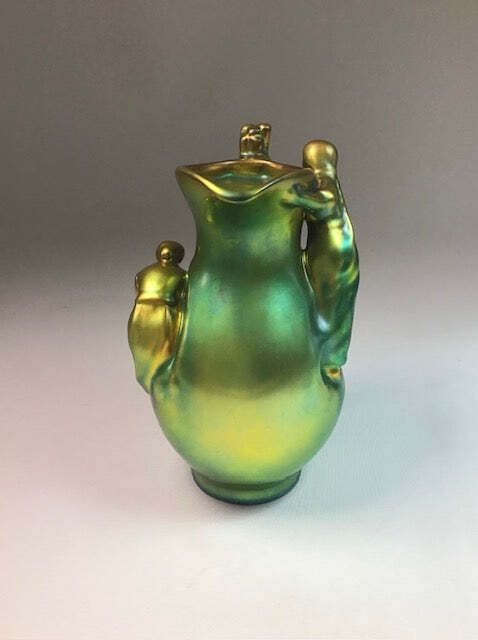 Zsolnay Vase, Art Nouveau, Luminescent Green photo 550.0