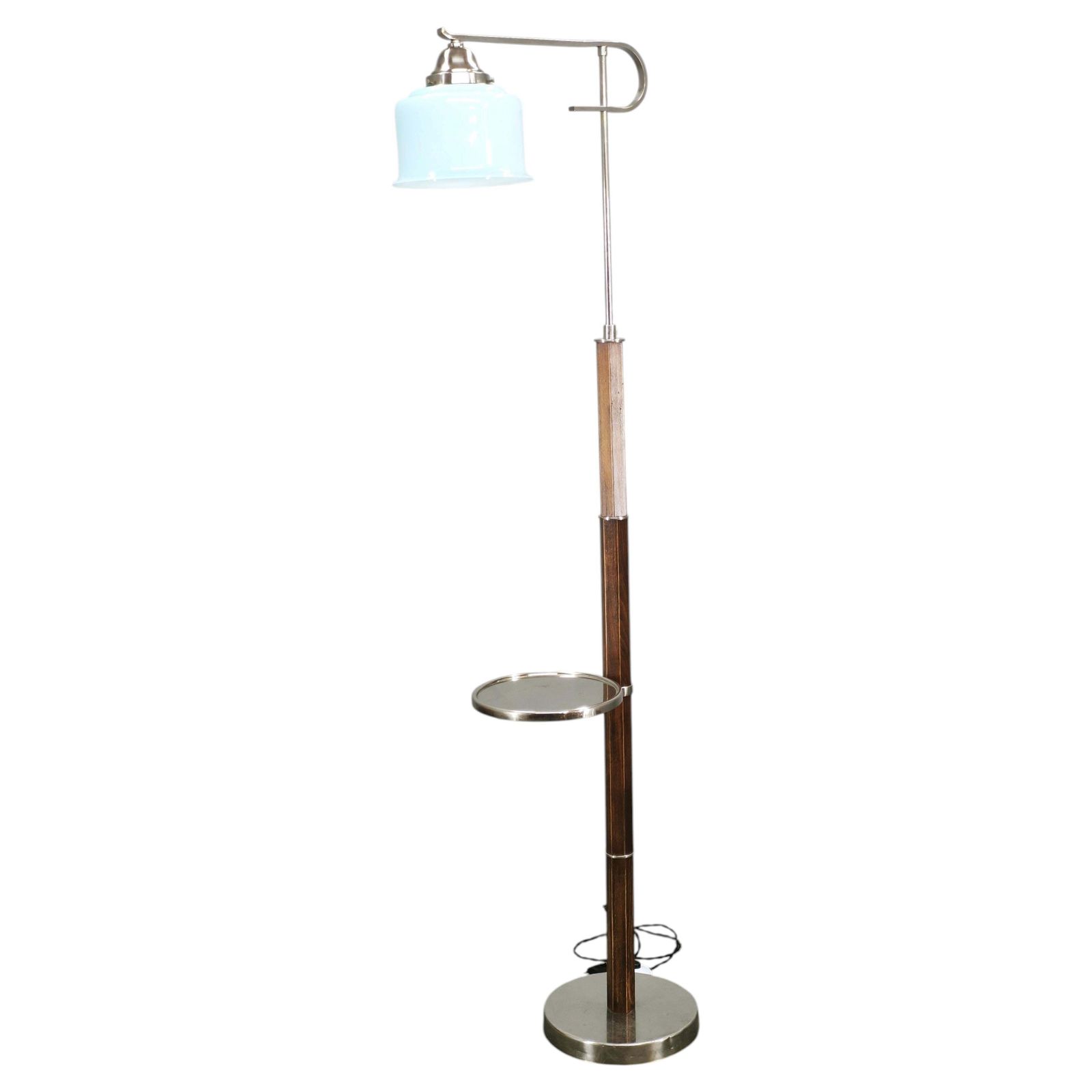 Czech Art Deco Adjustable Floor Lamp With Table, 1930s