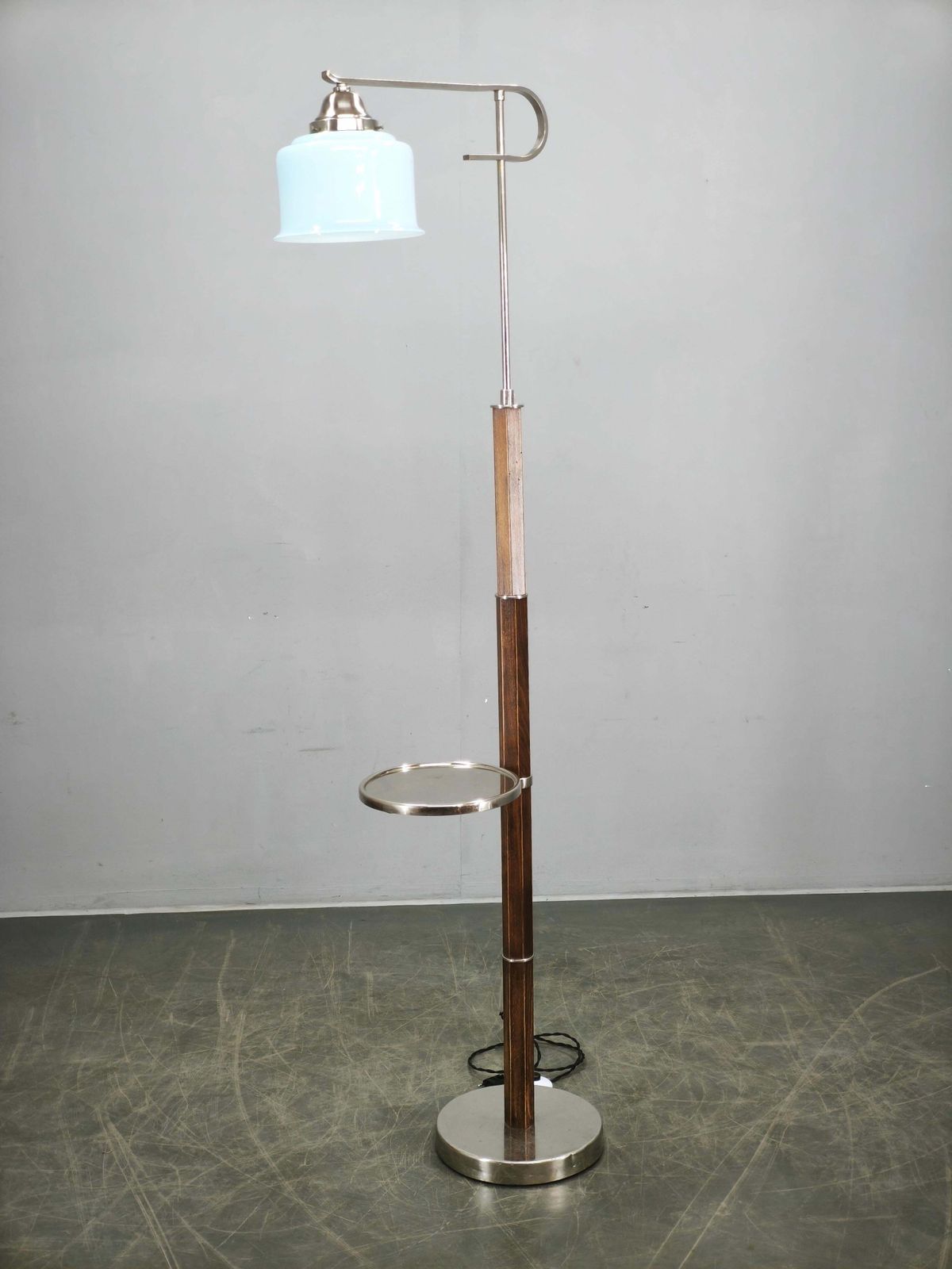 Czech Art Deco Adjustable Floor Lamp With Table, 1930s photo furniture