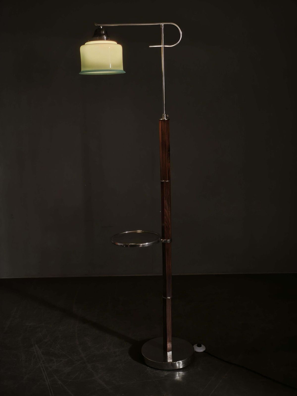 Czech Art Deco Adjustable Floor Lamp With Table, 1930s photo vinterior
