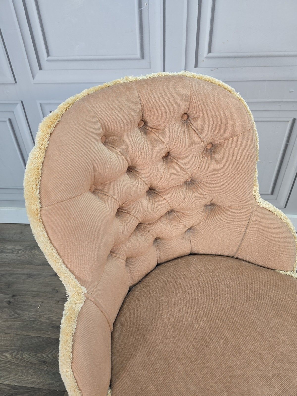 Vintage Sherborne Tub Chair Button Back Upholstered Armchair Bedroom Seat Retro photo Furniture