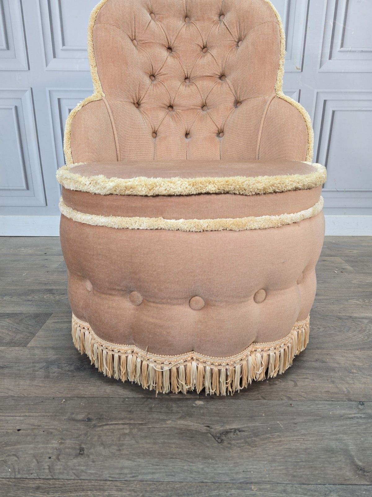 Vintage Sherborne Tub Chair Button Back Upholstered Armchair Bedroom Seat Retro photo vinterior