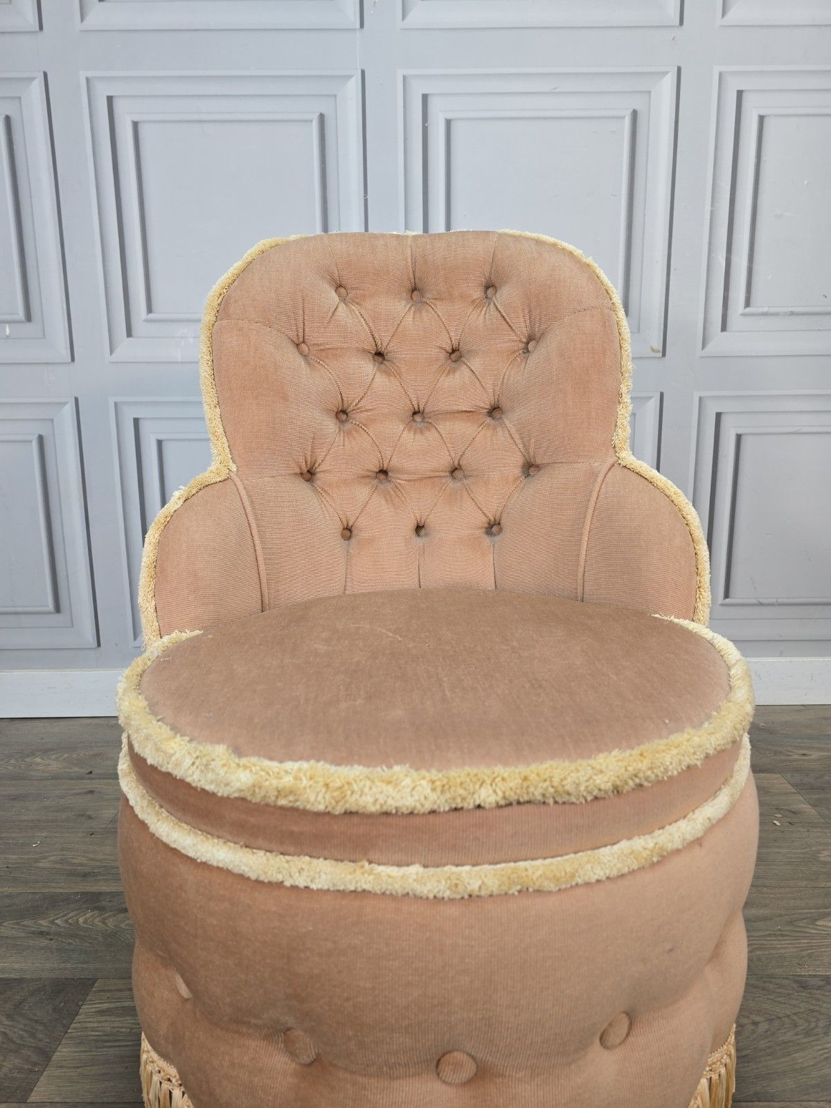 Vintage Sherborne Tub Chair Button Back Upholstered Armchair Bedroom Seat Retro photo buy