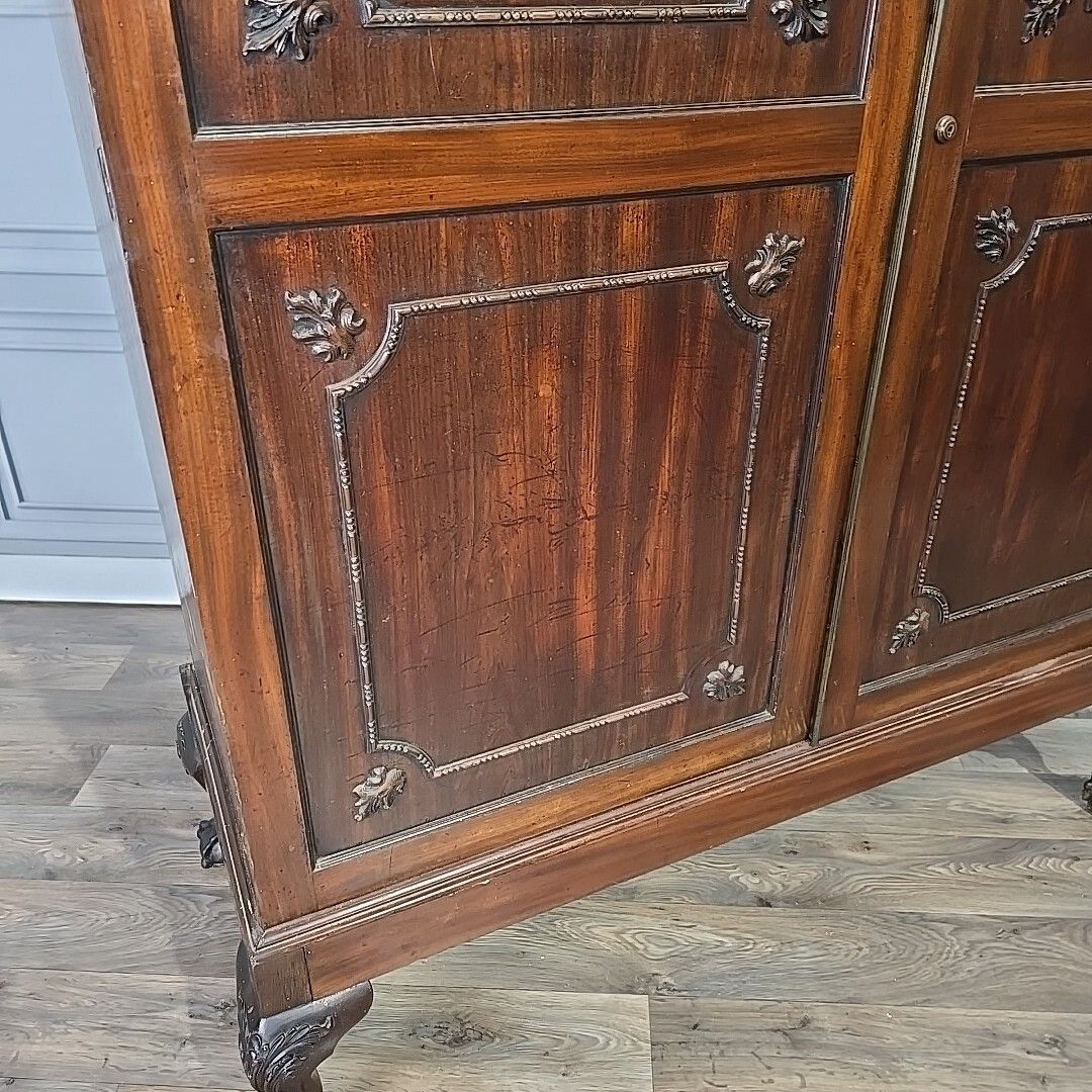 Antique Tallboy Wardrobe Vintage Georgian Style Wood Double Gentleman's Cupboard photo 690.0