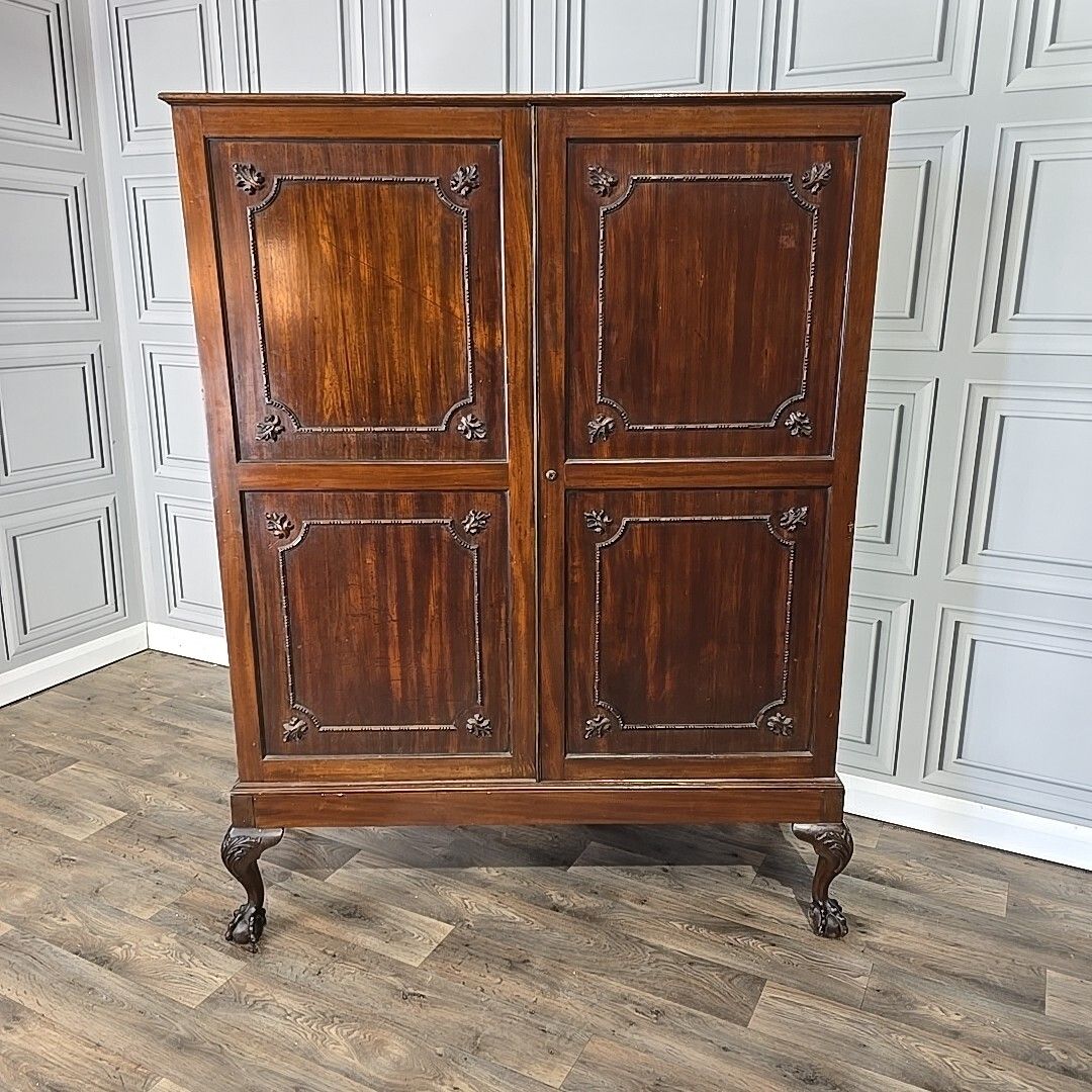690.0 Antique Tallboy Wardrobe Vintage Georgian Style Wood Double Gentleman's Cupboard photo