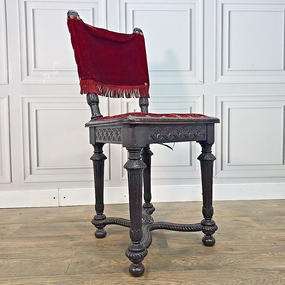 Antique Victorian Bedroom Chair Carved Ebonised Side – Renaissance Style Wooden photo furniture