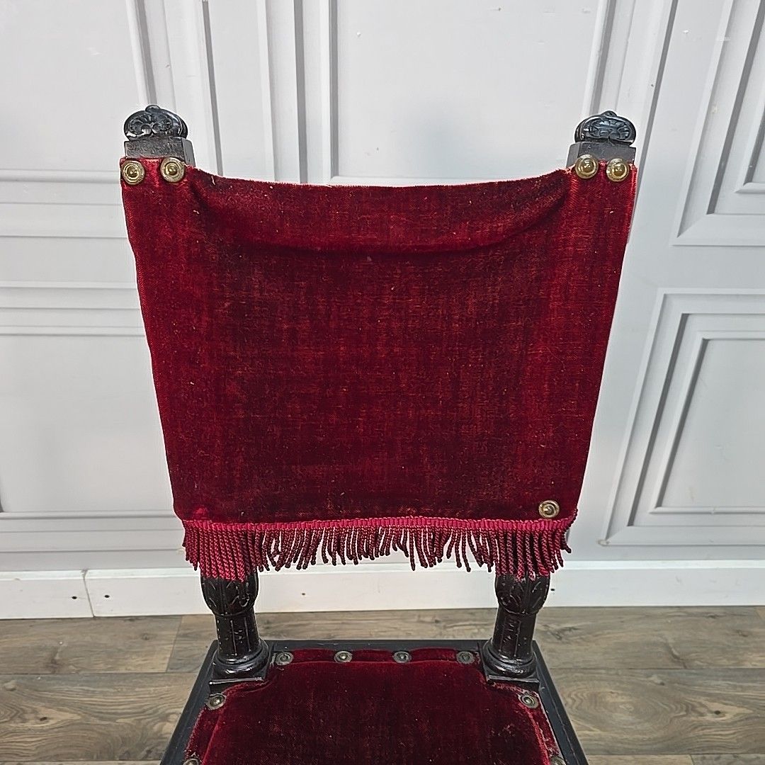 Antique Victorian Bedroom Chair Carved Ebonised Side – Renaissance Style Wooden photo Furniture