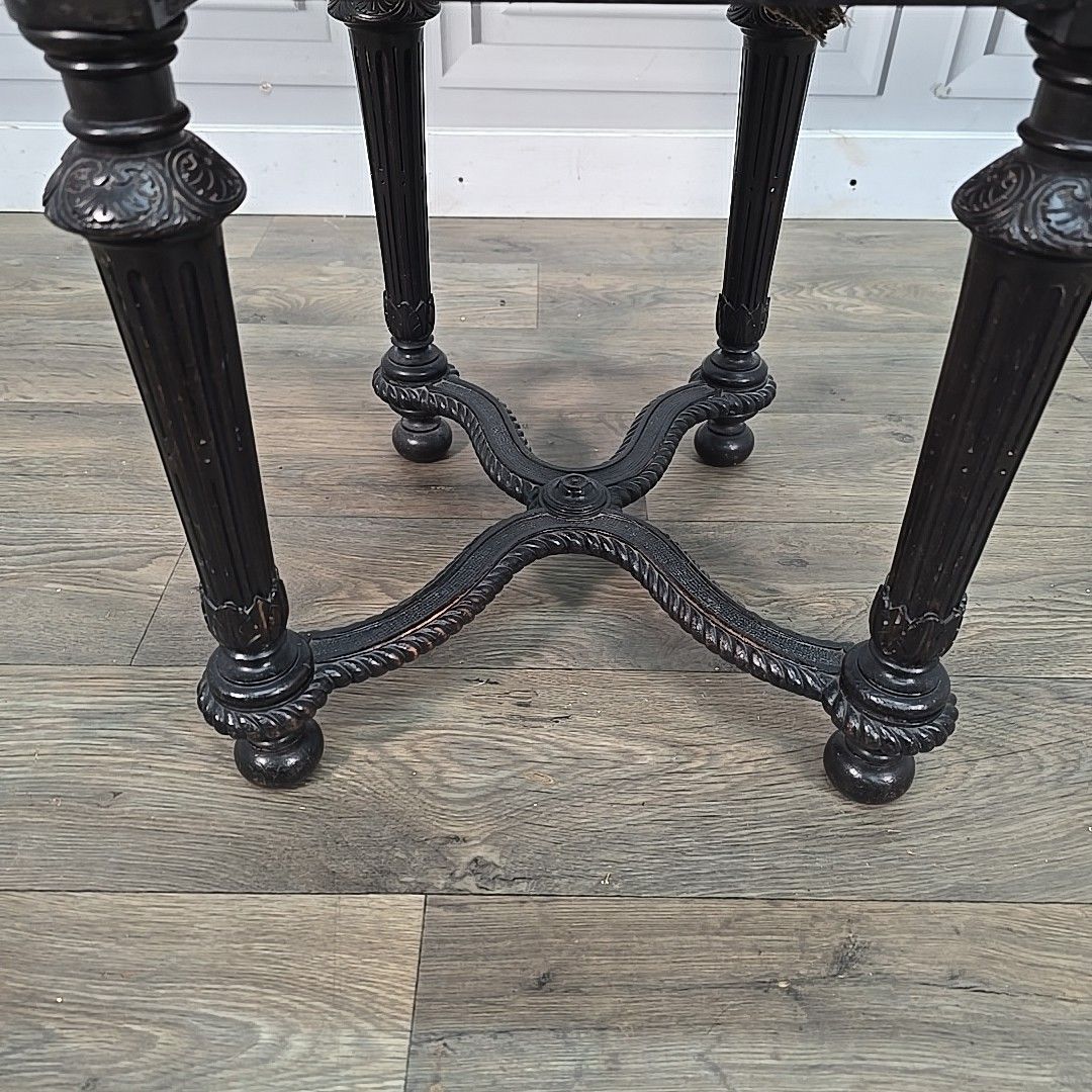 Antique Victorian Bedroom Chair Carved Ebonised Side – Renaissance Style Wooden photo vinterior