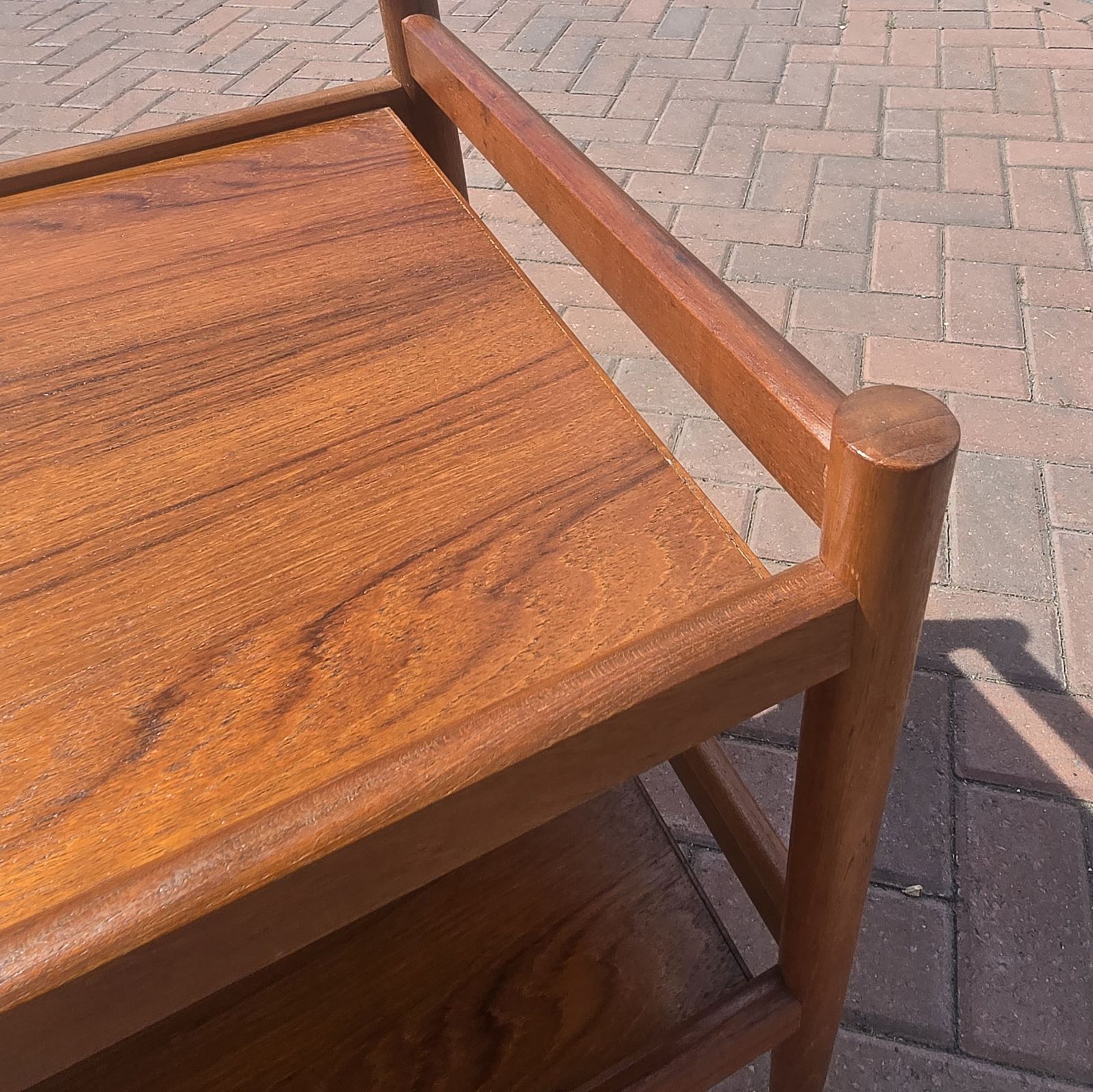 Mid Century Solid Teak Serving Trolley Tea Or Bar Cart On Castors Wooden photo 100.0