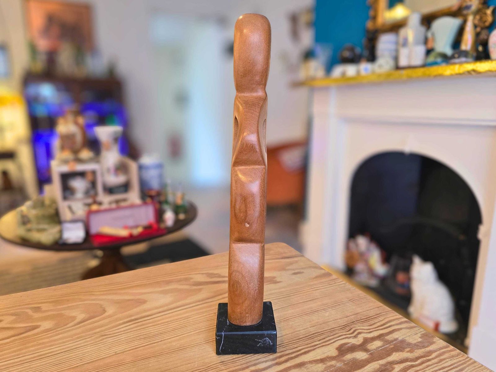 Paul Benyovits Female Form Wood And Marble Sculpture (1999)   Cornish Artist photo for sale