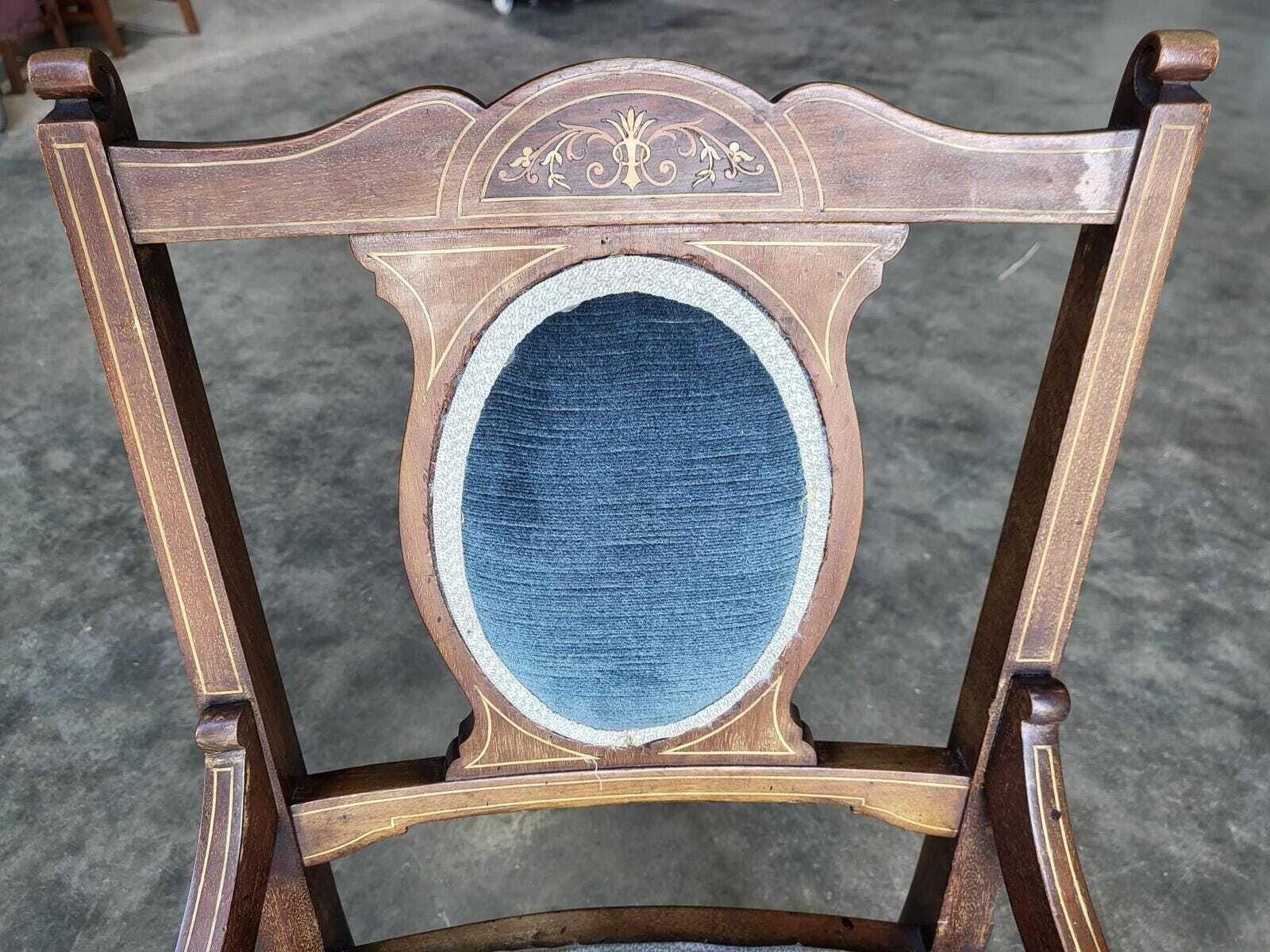 Antique Edwardian Small Bedroom Bathroom Inlaid Chair photo furniture