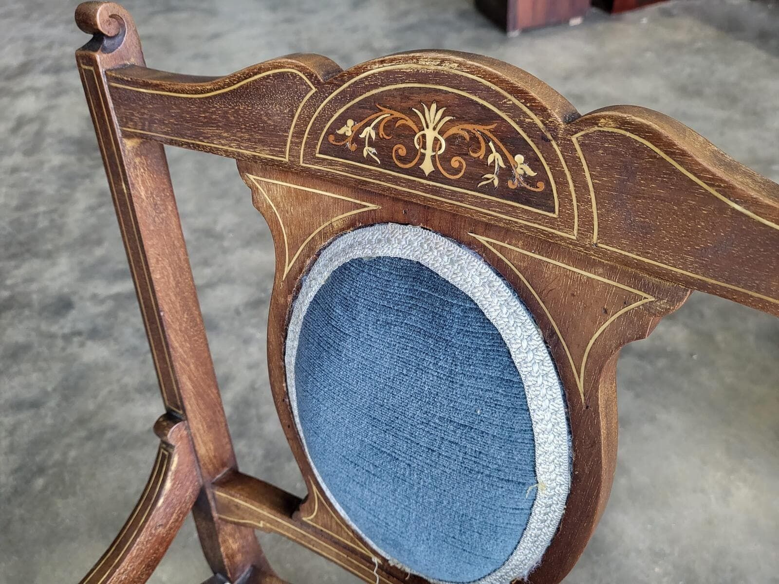 Antique Edwardian Small Bedroom Bathroom Inlaid Chair photo buy