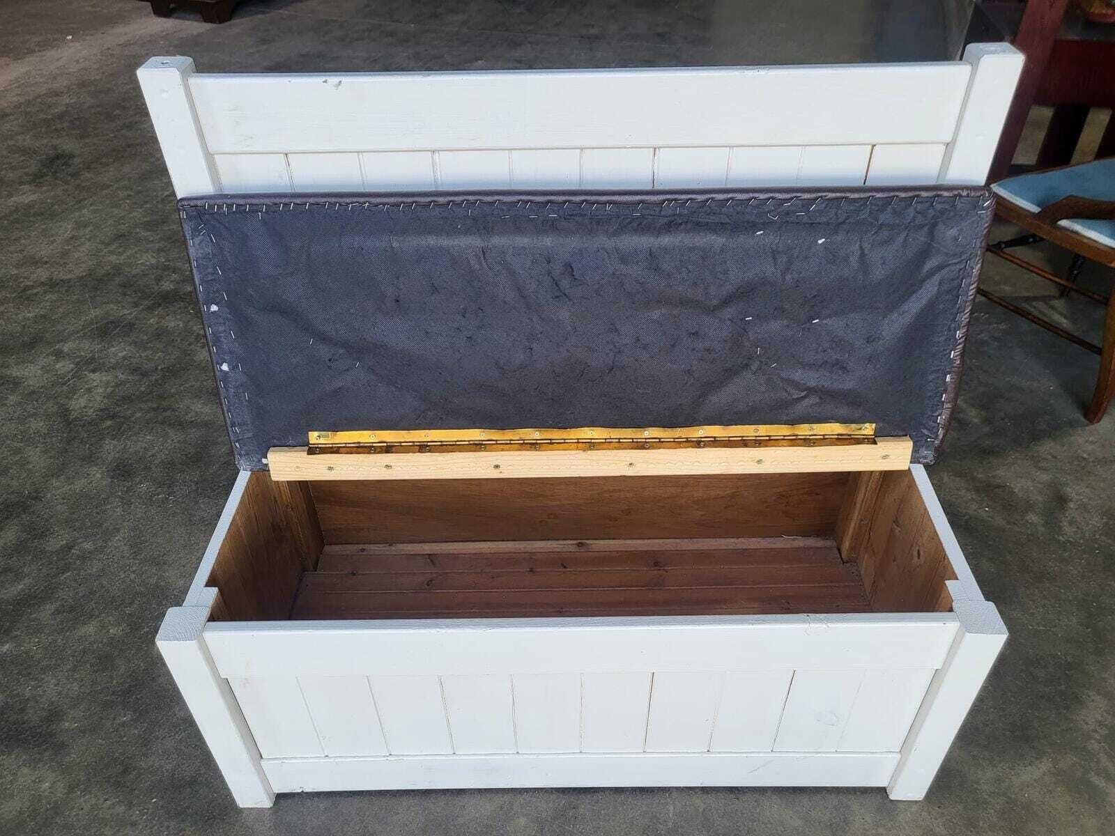Small White High Back Storage Bench Hall Seat photo for sale