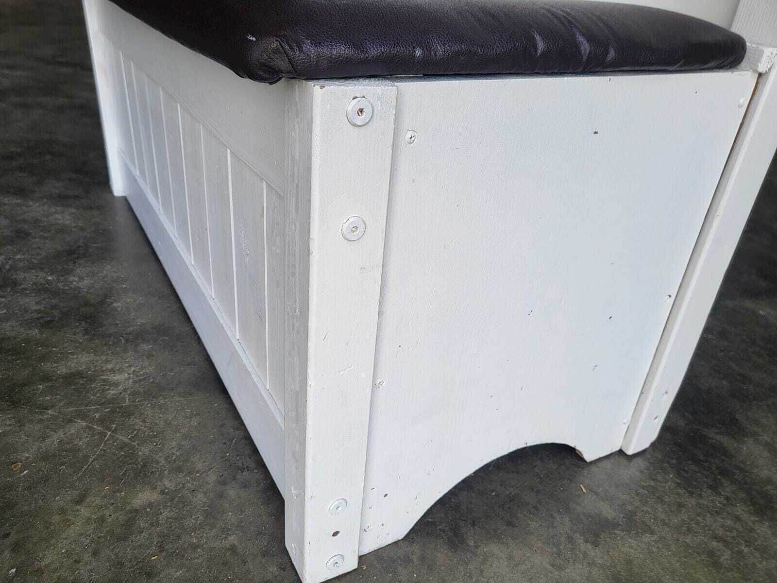 photo for sale Small White High Back Storage Bench Hall Seat