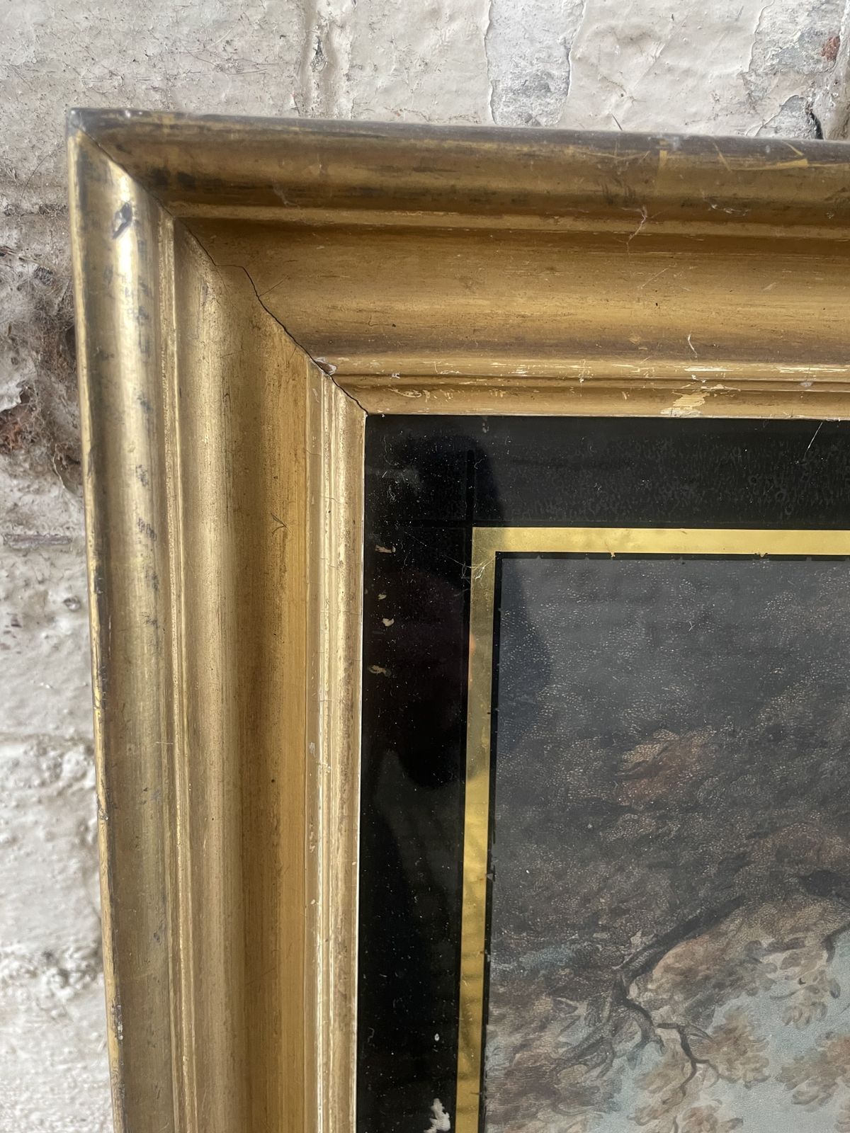 19thc George Morland Shepherds Reposing  Coloured Mezzotint In Verre Eglomise Frame photo for sale