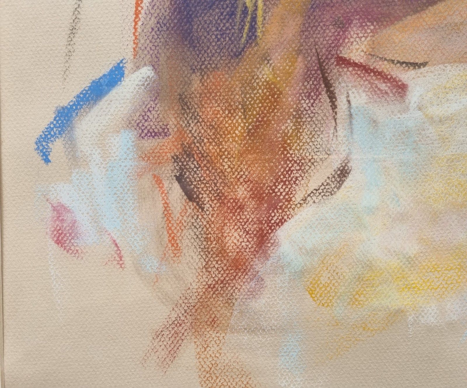 photo for sale Large Vintage Portrait Pastel Drawing Of A Girl Framed Signed 1995