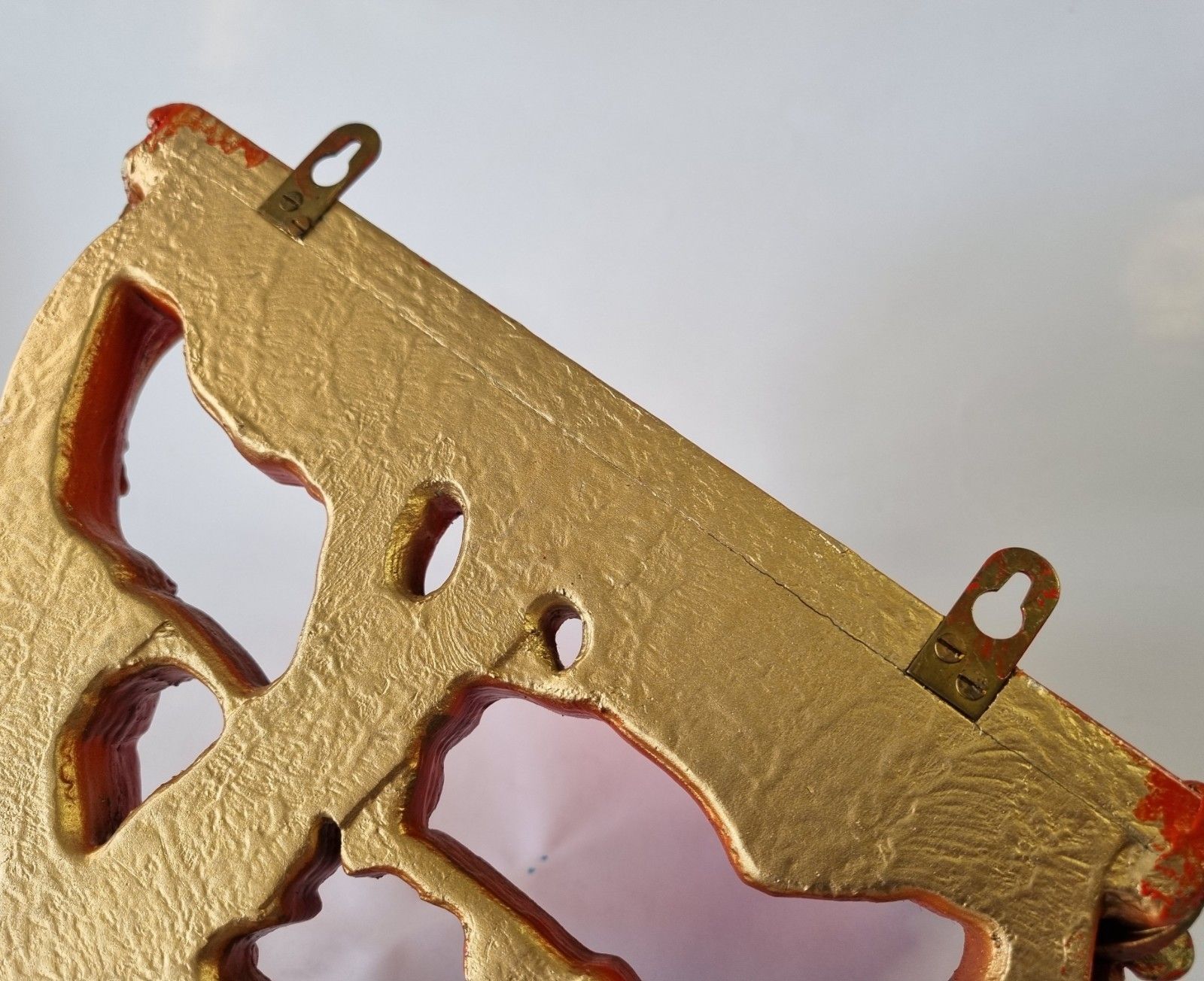 photo buy 2 Vintage Astonea Ornate Wall Shelf Bracket Console  Gold Red Resin Rococo Style