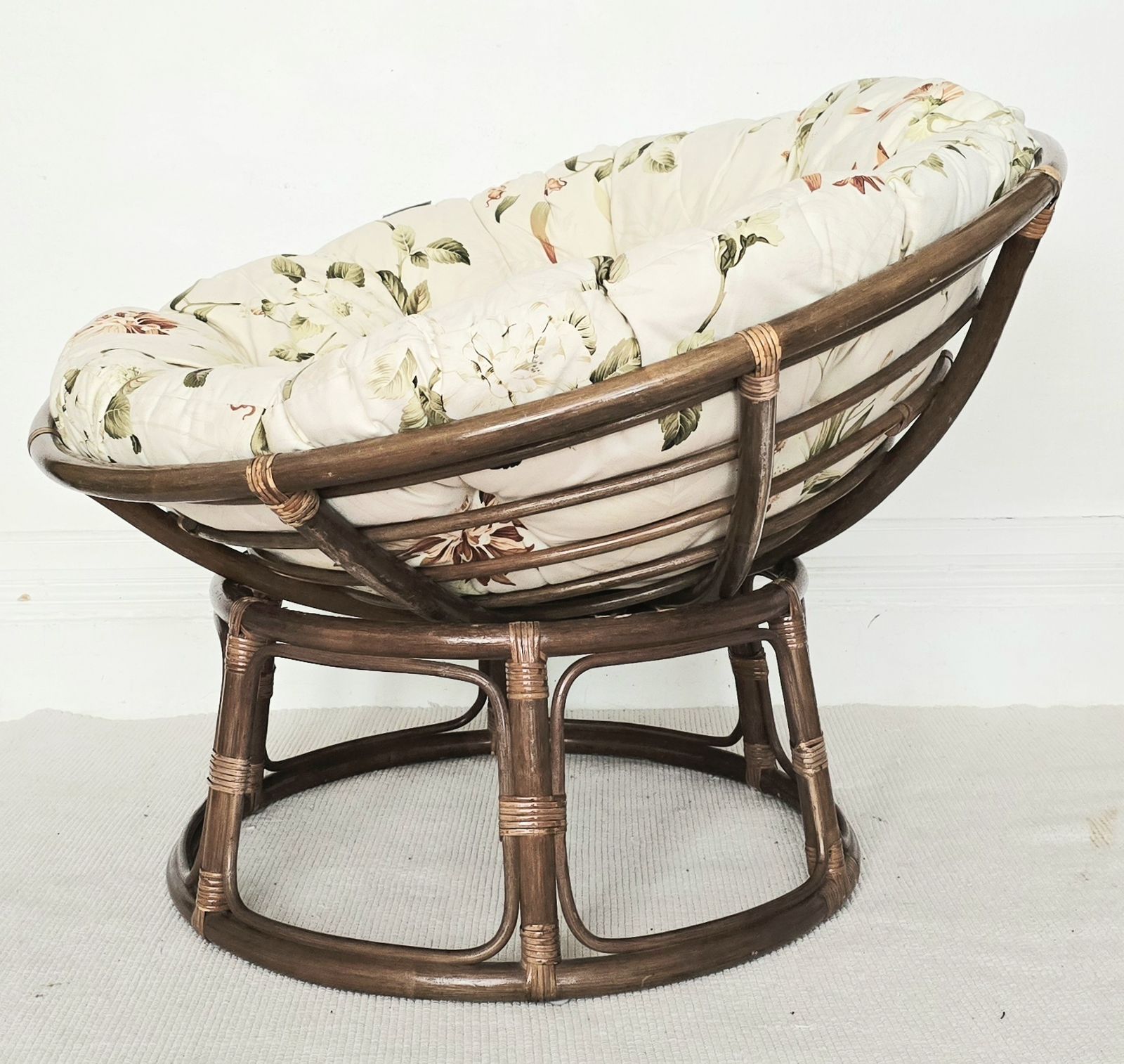 A Mid Century Bamboo Papasan Chair With Original Cushion photo Furniture