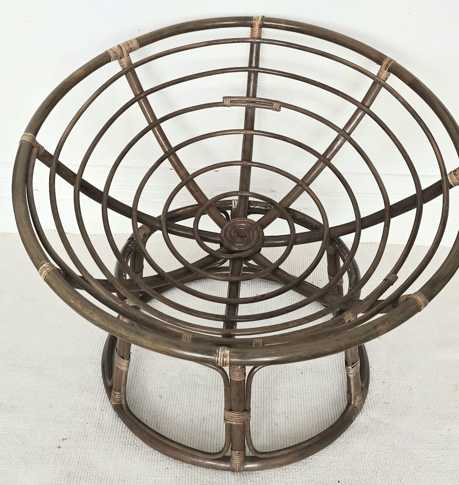 A Mid Century Bamboo Papasan Chair With Original Cushion photo vinterior