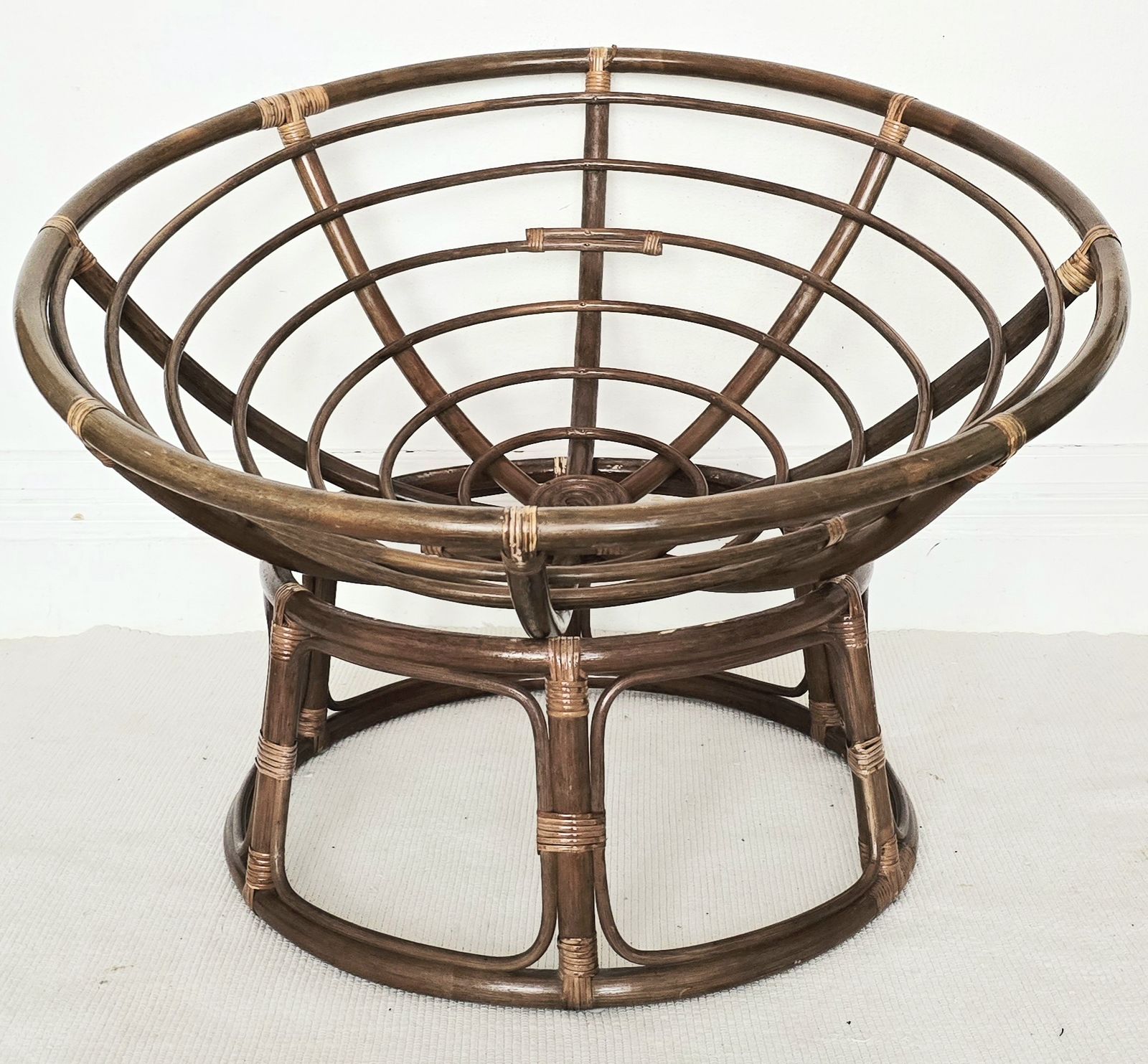 photo furniture A Mid Century Bamboo Papasan Chair With Original Cushion