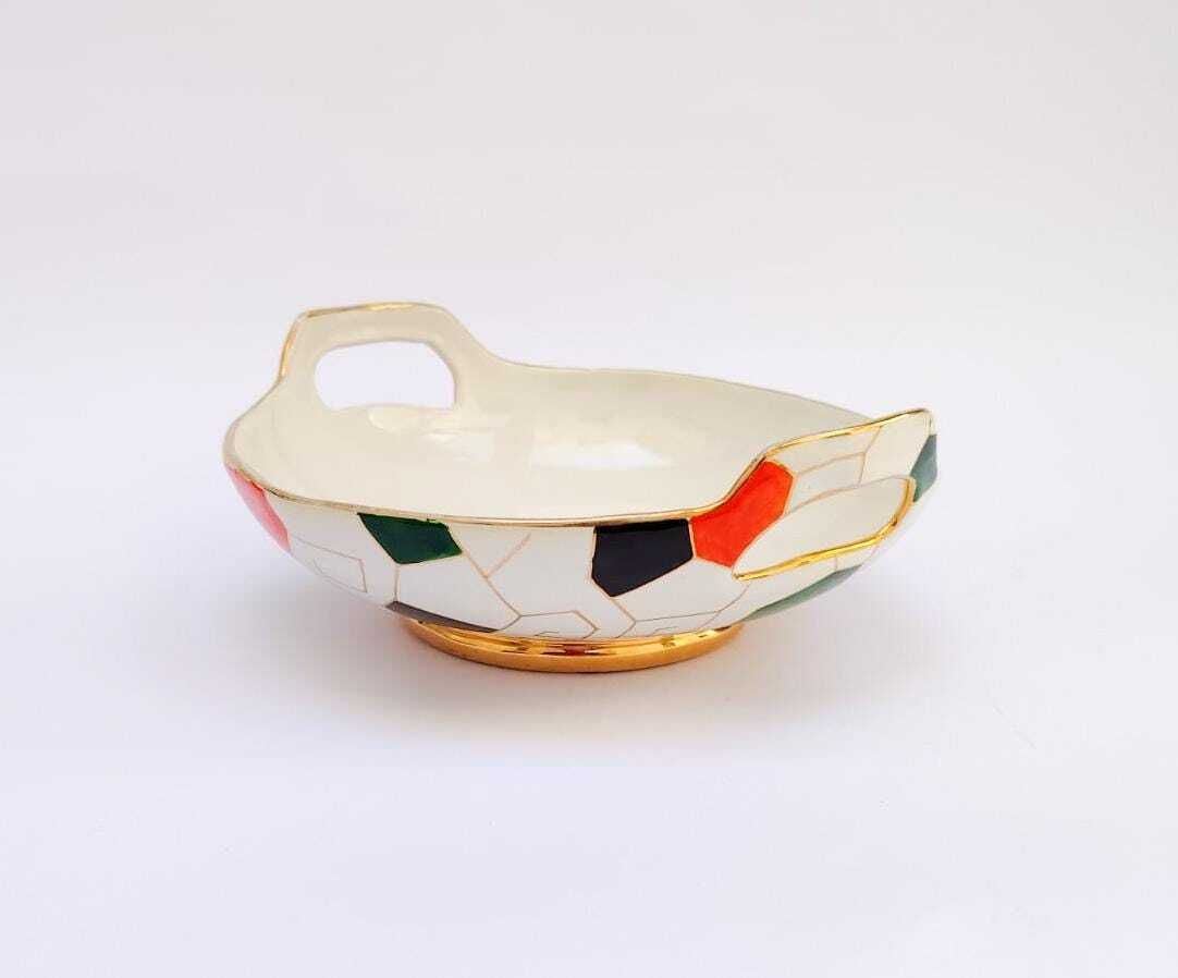 Pucci Umbertide Vintage Italian Design Plate With Handles, Bowl, Tray, Orange Centerpiece