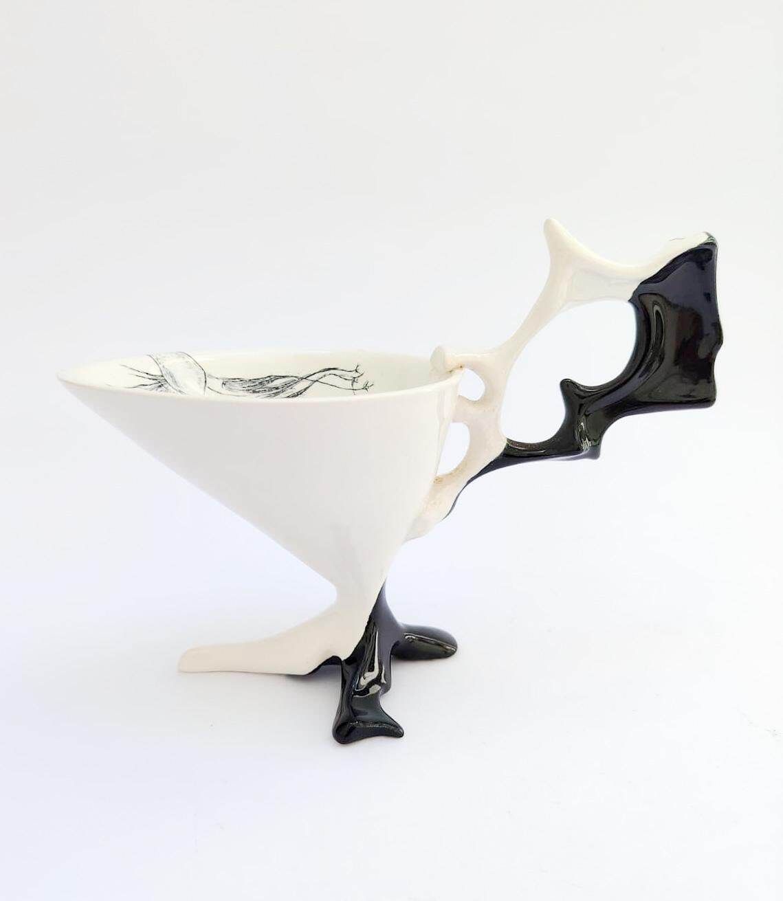 Antonia Campi Lavenia C73 Ceramic Tea Cup And Saucer, Vintage Mid Century Design photo 942.0