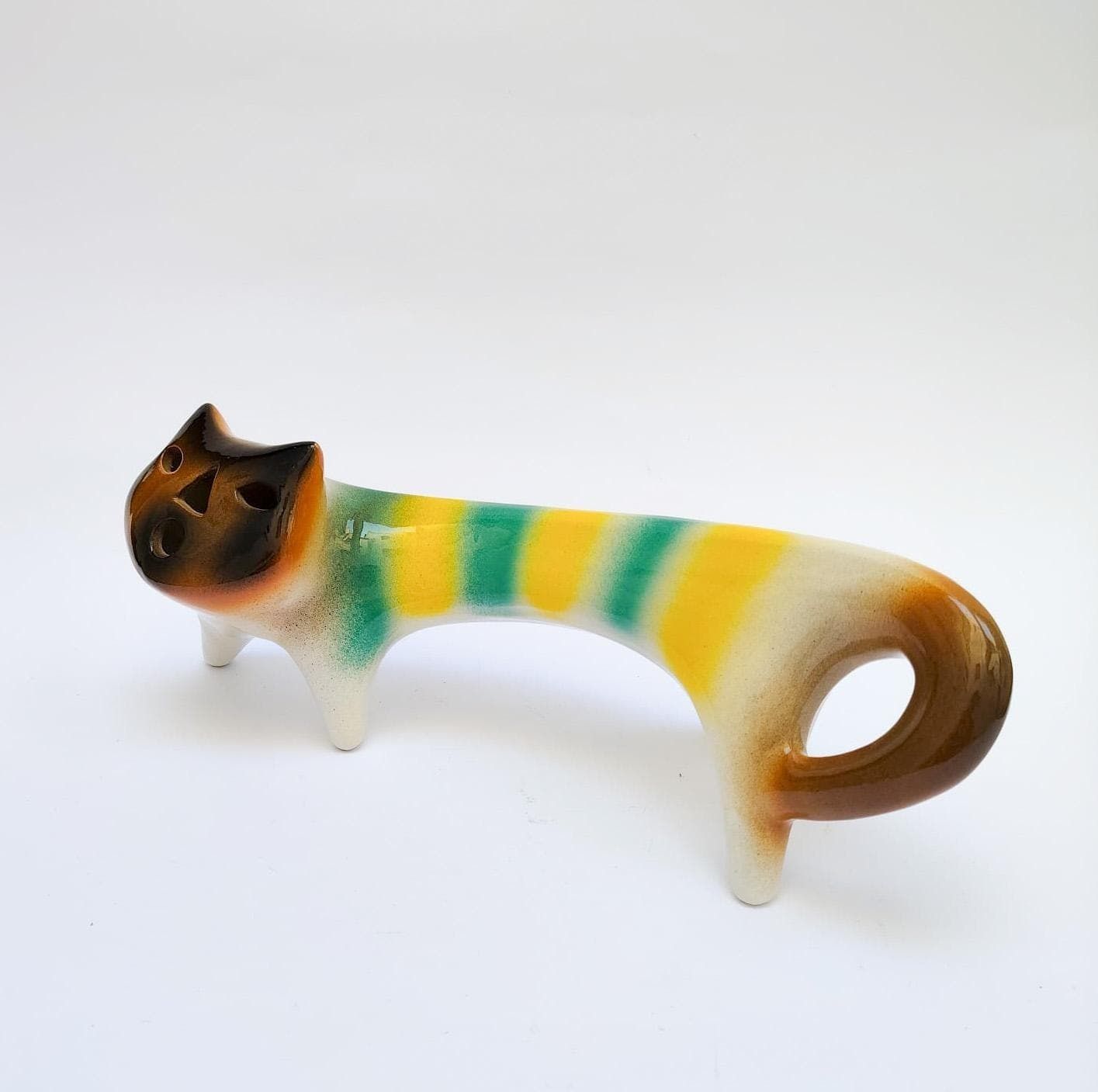 Ceramic Cat Figurine By Roberto Rigon, Vintage Futuristic Space Age Design photo furniture