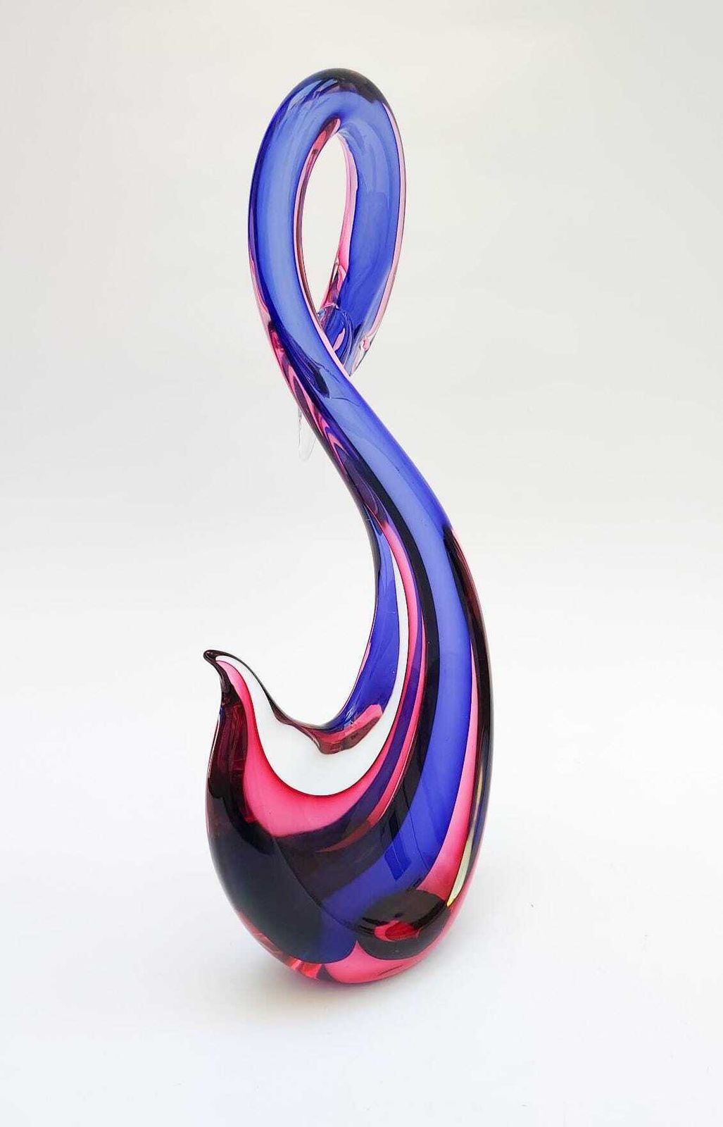 Figurine de cygne en verre de Murano vintage, par Seguso Flavio Poli, sculpture bleue et rose photo Art