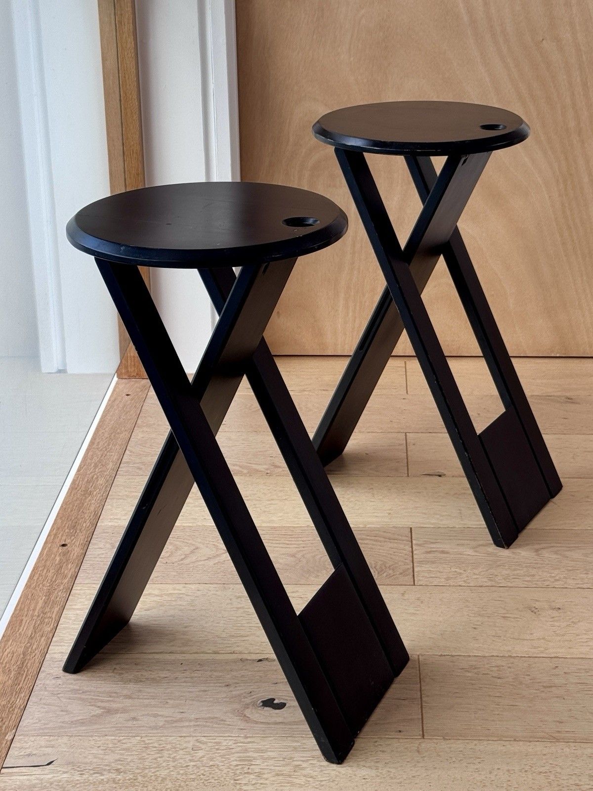 A Pair Of Tall Suzy Stools By Adrian Reed For Princes Design Works Ltd Black Ash