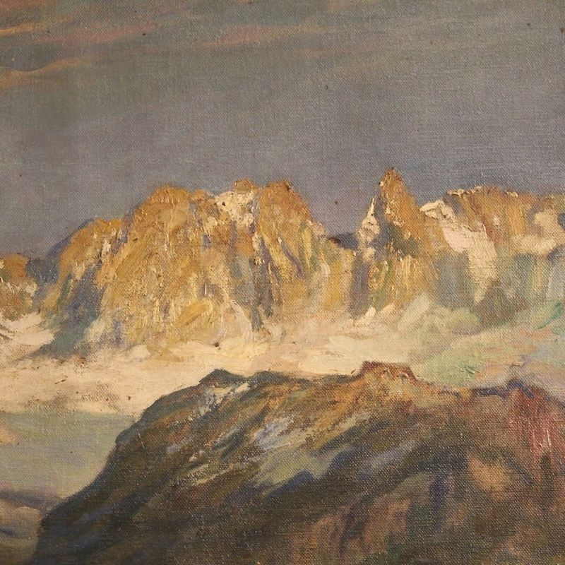 6500.0 Antique Italian Signed Mountain Landscape Painting From 19th Century photo