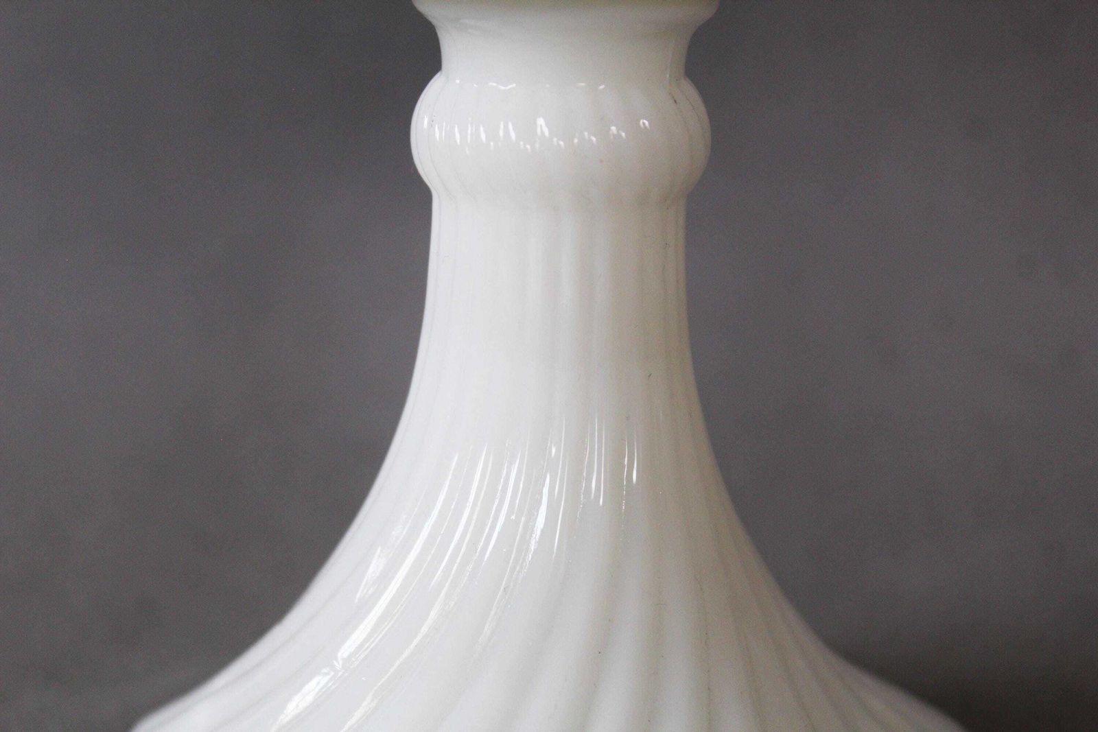 Large Vintage White Opaline Glass Compotier, Pedestal Bowl, Swirl Pattern, Scallop Edge, Pedestal Base, Large Opening, Pressed Glass photo buy