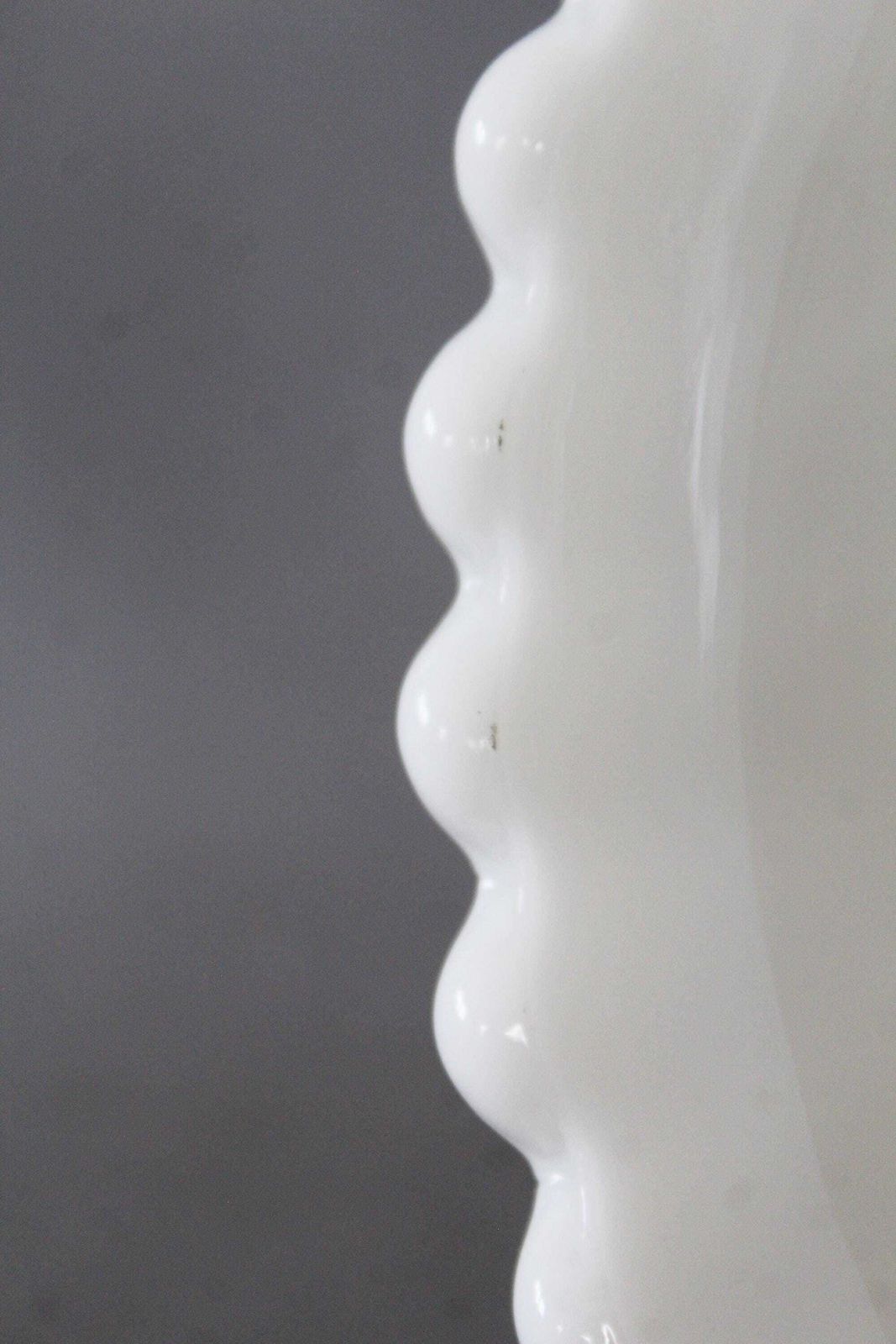 photo buy Large Vintage White Opaline Glass Compotier, Pedestal Bowl, Swirl Pattern, Scallop Edge, Pedestal Base, Large Opening, Pressed Glass