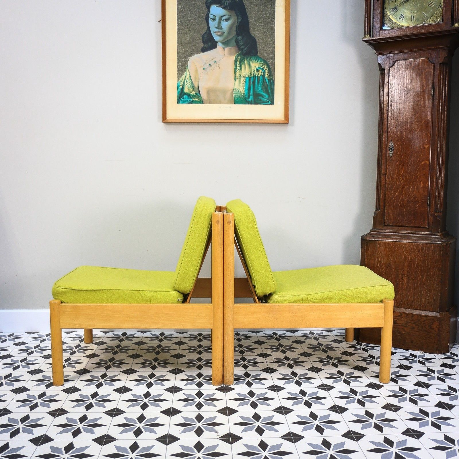 Furniture Ercol 747 Modular Lounge Chairs Set Of 2 In Lime Green. photo