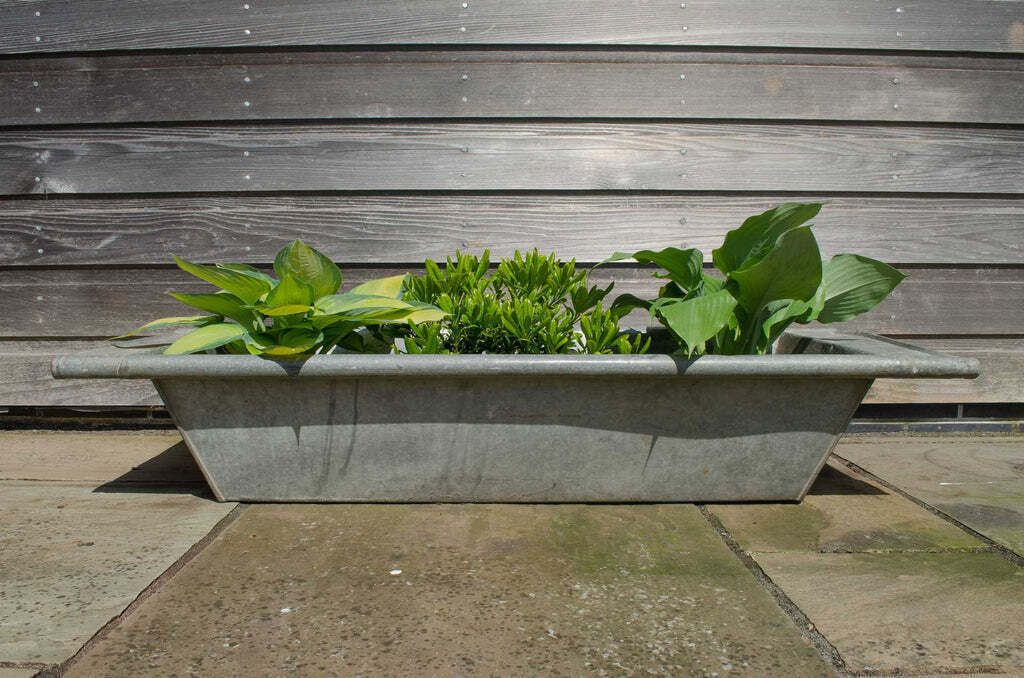 Reclaimed Galvanised Zinc Trough Planter photo Garden Decor