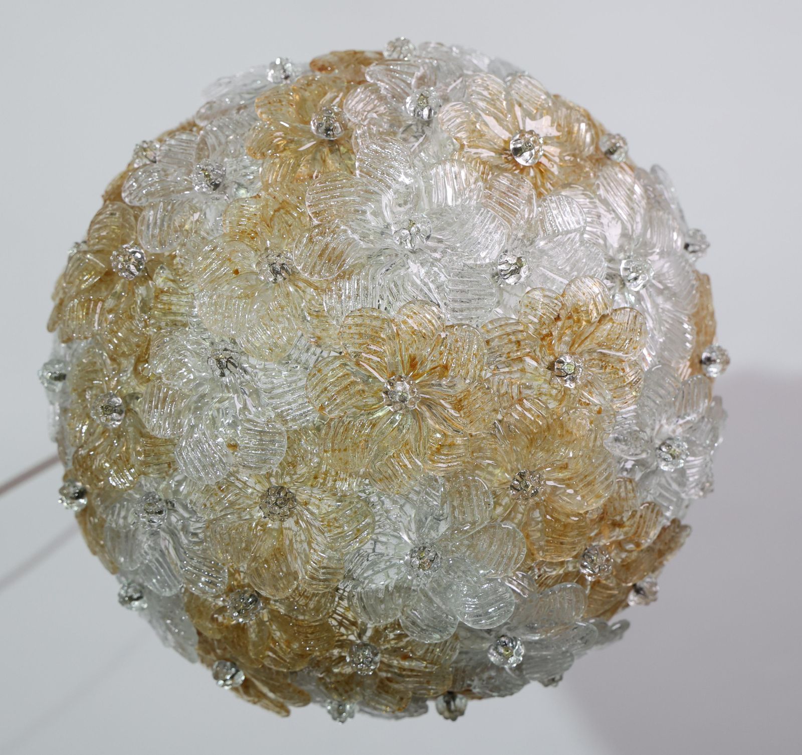 Wonderful Orange And Transparent Murano Glass Ceiling Light Flower By Seguso photo buy