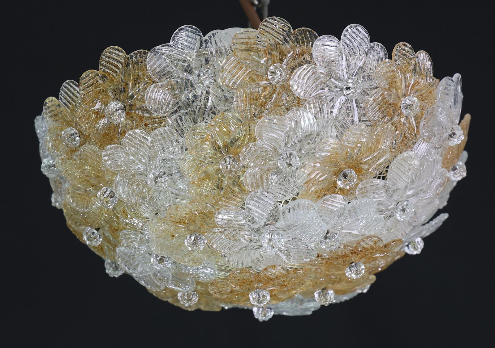 photo furniture Wonderful Orange And Transparent Murano Glass Ceiling Light Flower By Seguso