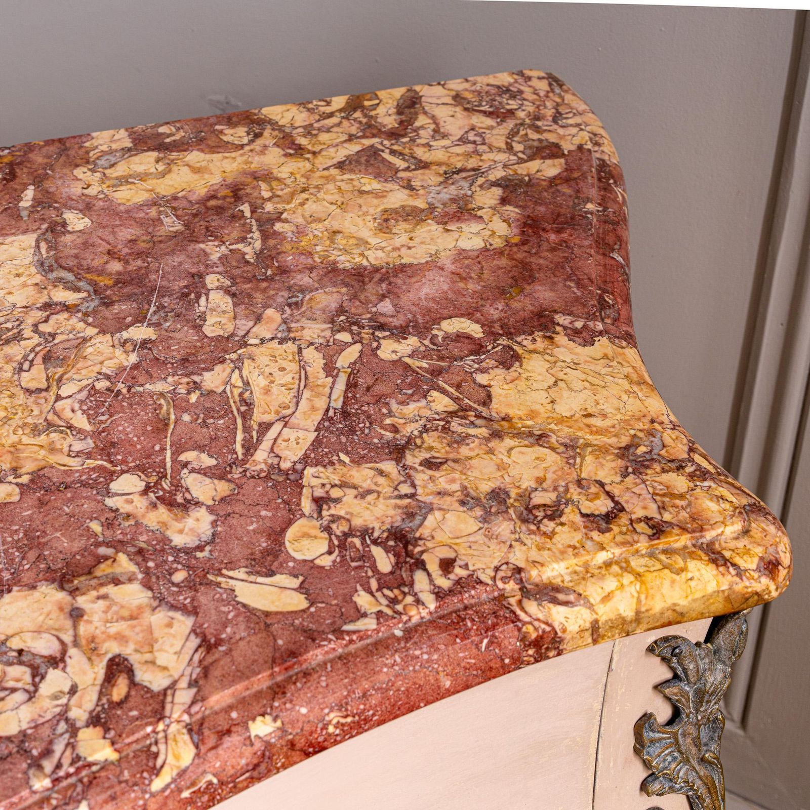 photo furniture Pink Turn Of The Century Louis XV Style Bombe Chest Of Drawers With Marble Top