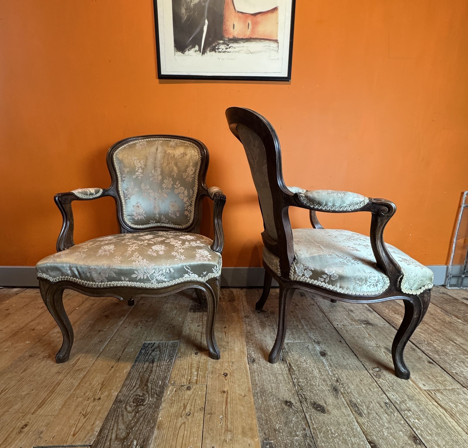 Pair Of Antique French Open Armchairs Fauteuils photo for sale