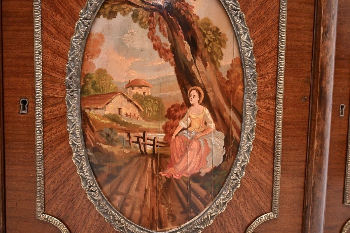 Antique French Marble Top Painted Cabinet photo buy