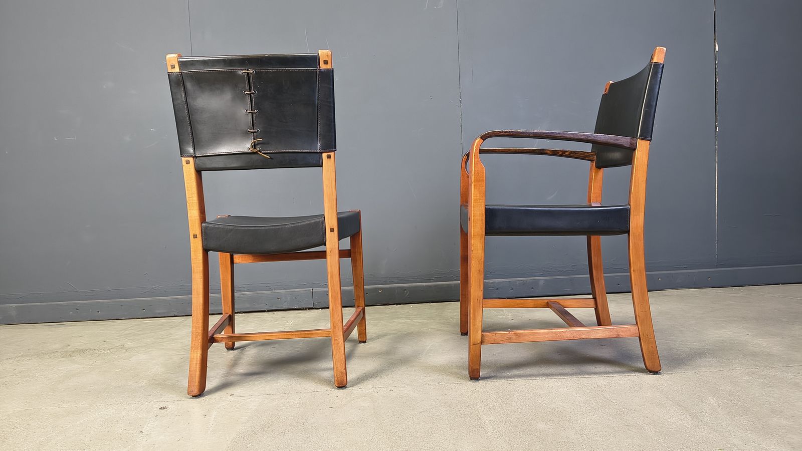 Vintage Spanish Leather And Wood Dining Chairs, Set Of 6   1970s photo Furniture