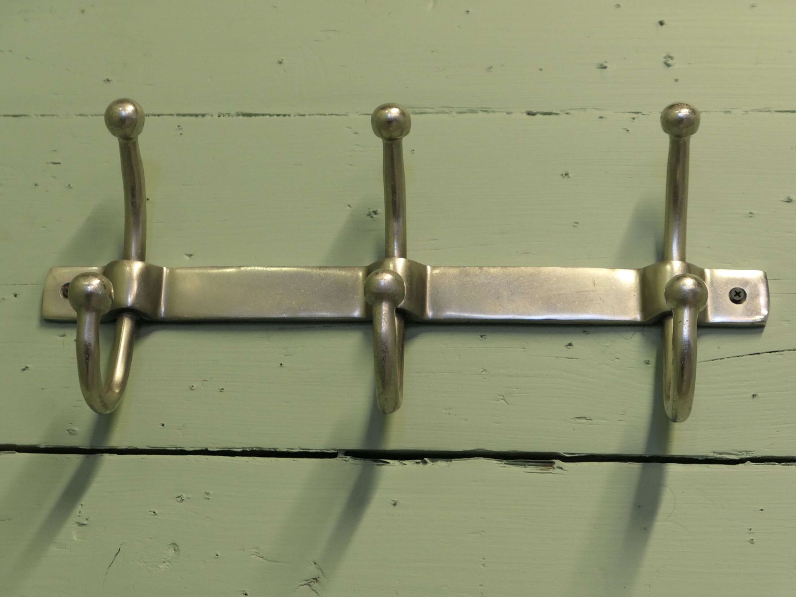 Very Stylish Chrome Cloakroom Coat Rack The Rack Has 3 Double Swan Neck Hooks photo for sale