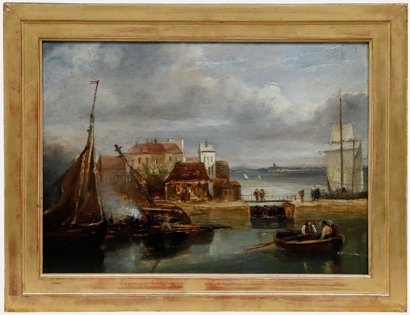 James Wilson Carmichael (1800 1868) Framed 19th Century Oil, The Docks