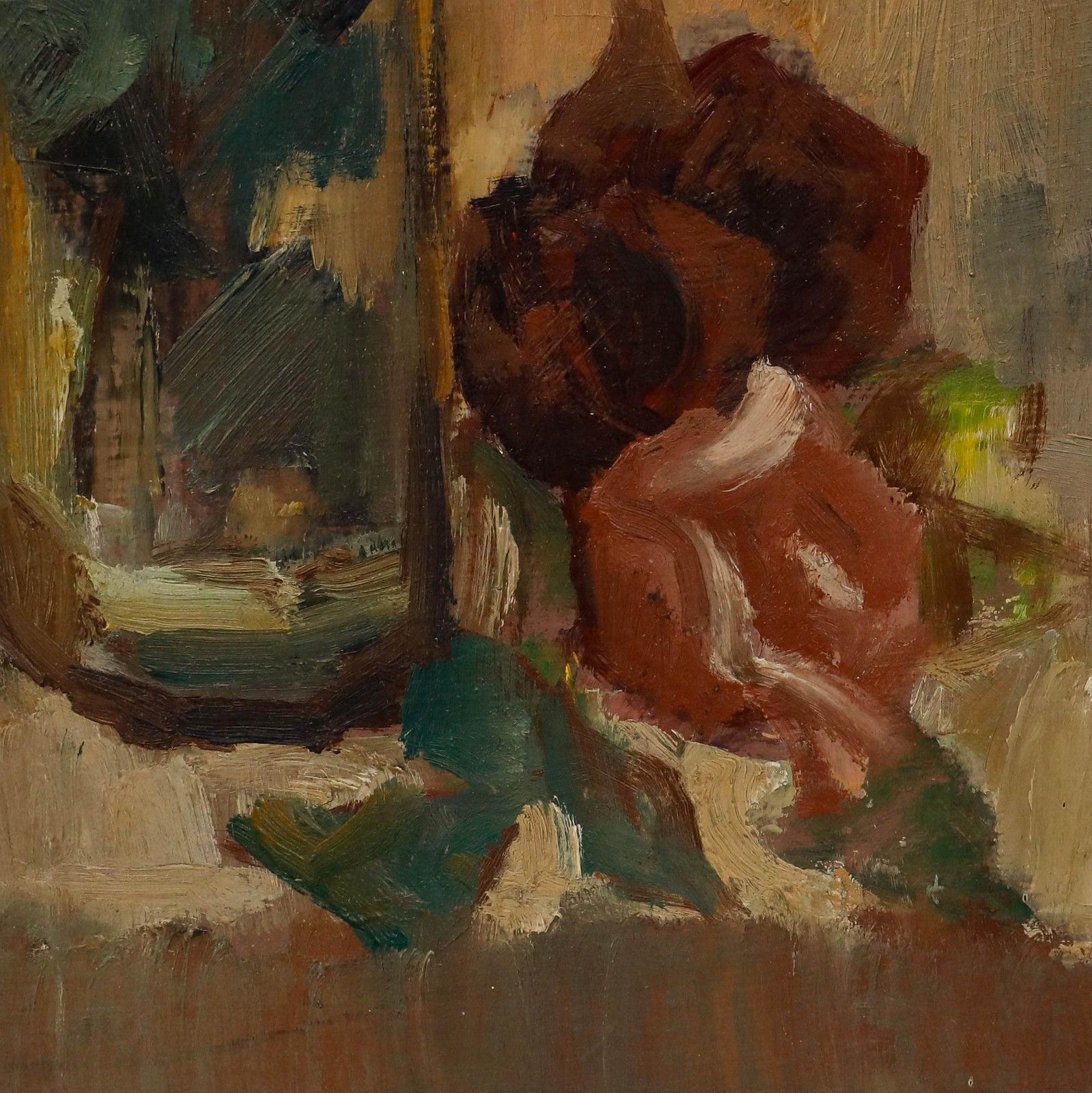 Framed Mid 20th Century Oil Still Life Of Roses photo vinterior