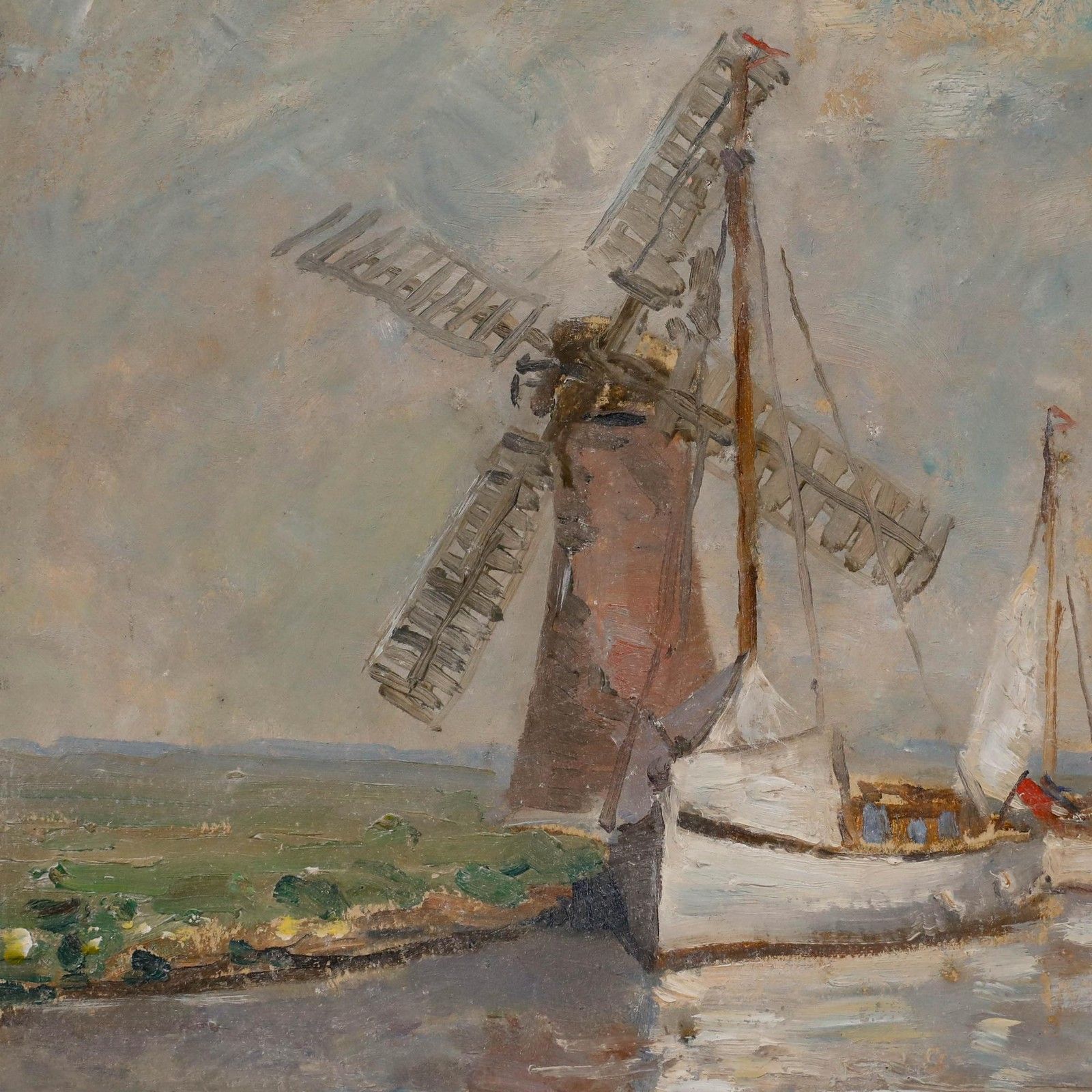 Framed Mid 20th Century Oil Harnessing The Wind photo vinterior