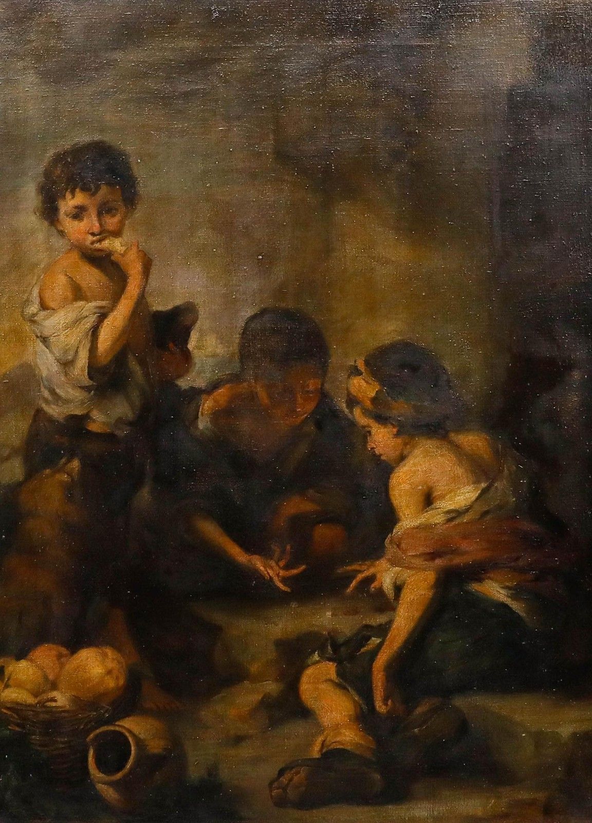 After Murillo (1617 1682) Framed 19th Century Oil, Beggar Boys Playing Dice photo furniture