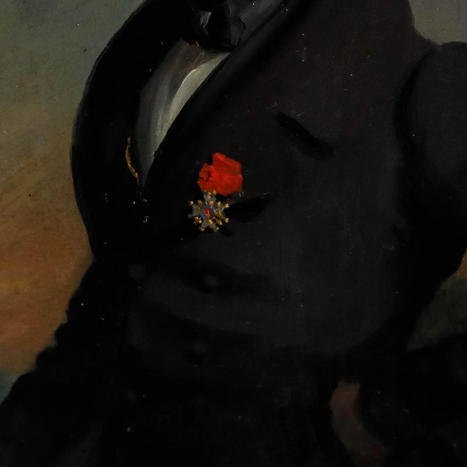 Romantic 19th Century Oil French Gentlemen With Legion Of Honour photo vinterior