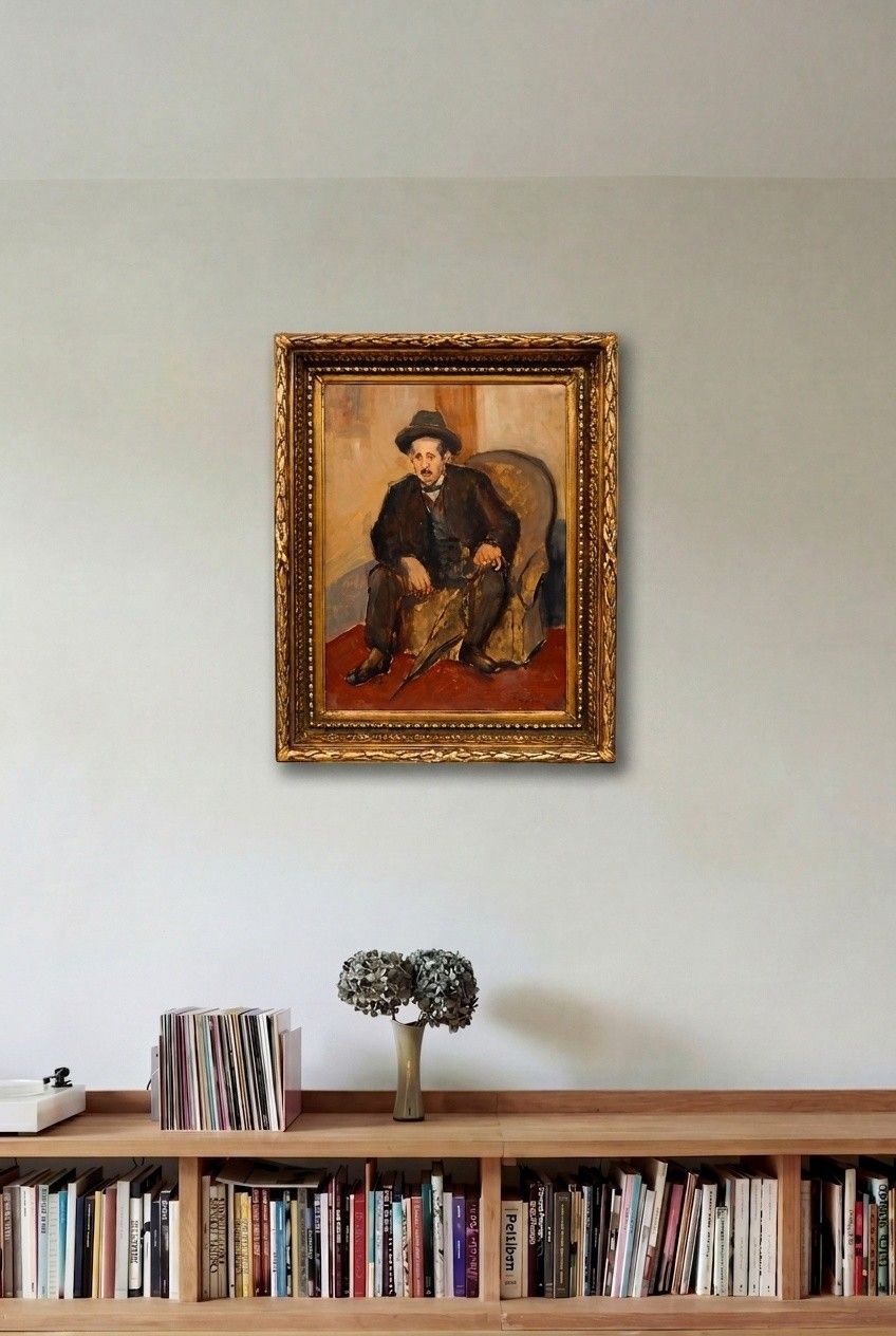 Framed Mid 20th Century Oil Air Of Confidence photo for sale